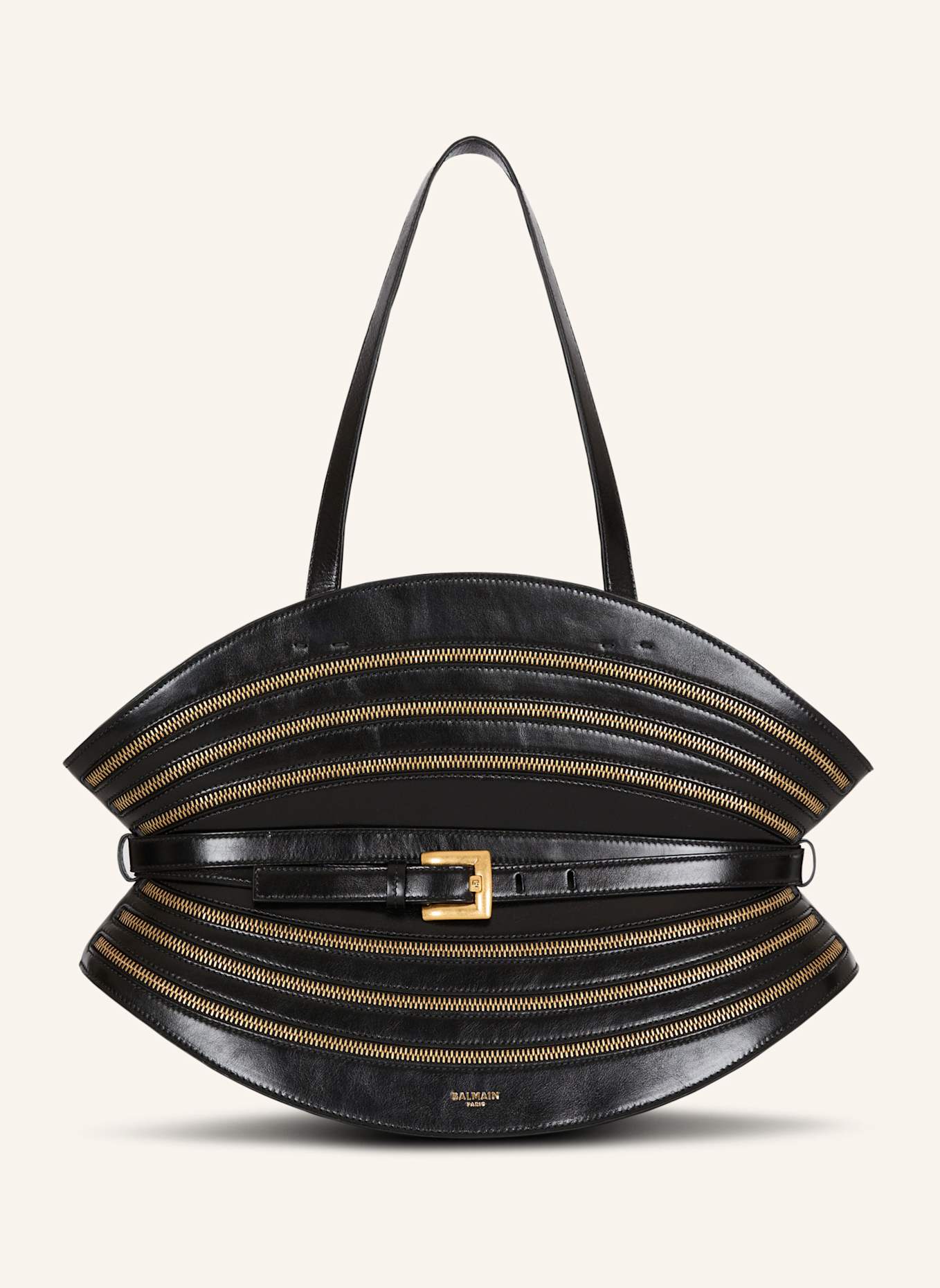 BALMAIN Mittelgroße Tasche Shuffle mit Reißverschlüssen aus Kalbsleder: SCHWARZ