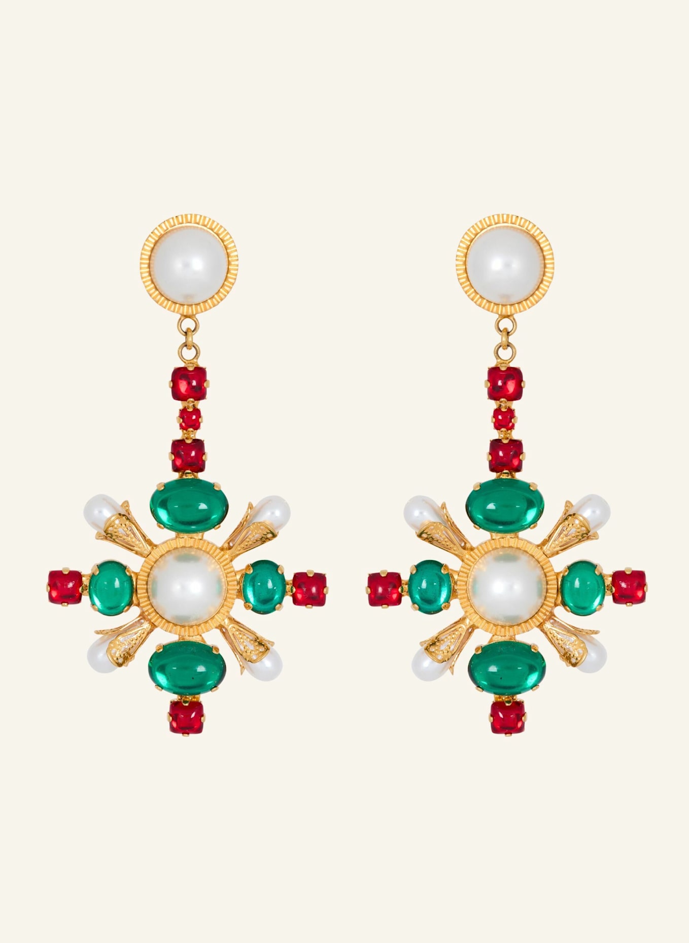 BALMAIN Barocke Ohrhänger: DUNKELGRÜN