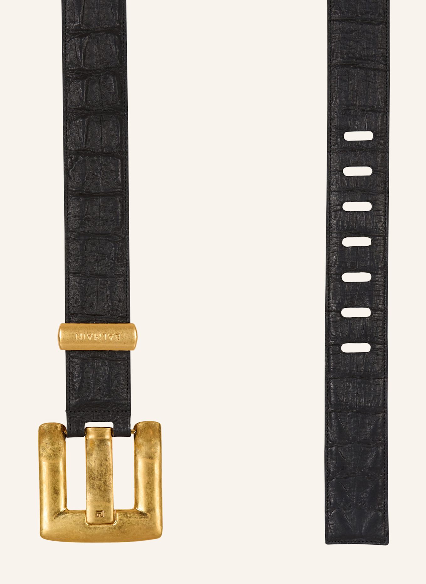 BALMAIN Gürtel Anthem aus Leder mit Kroko-Prägung: SCHWARZ
