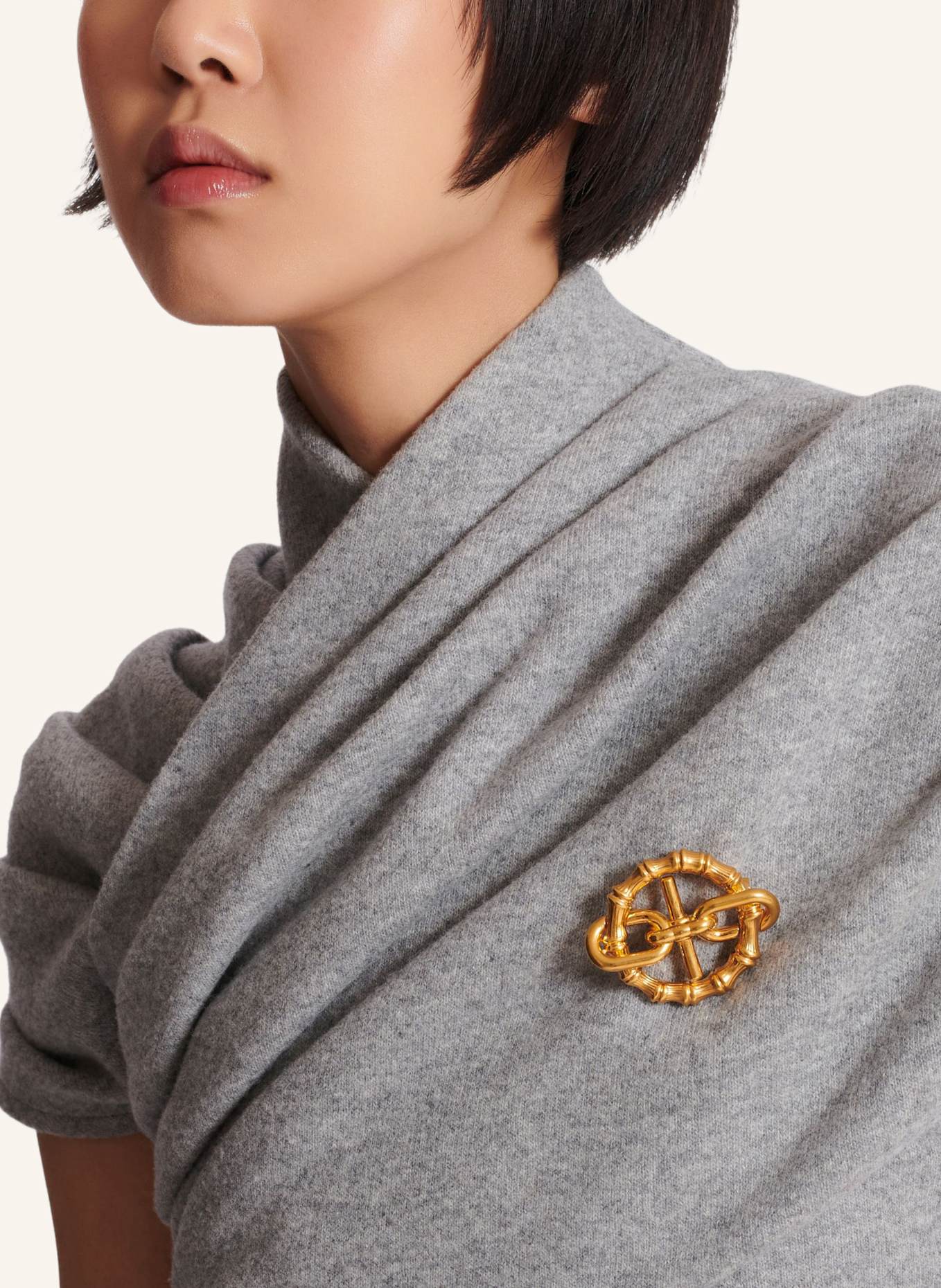 BALMAIN Brosche Sync im Bambus-Design: GOLD