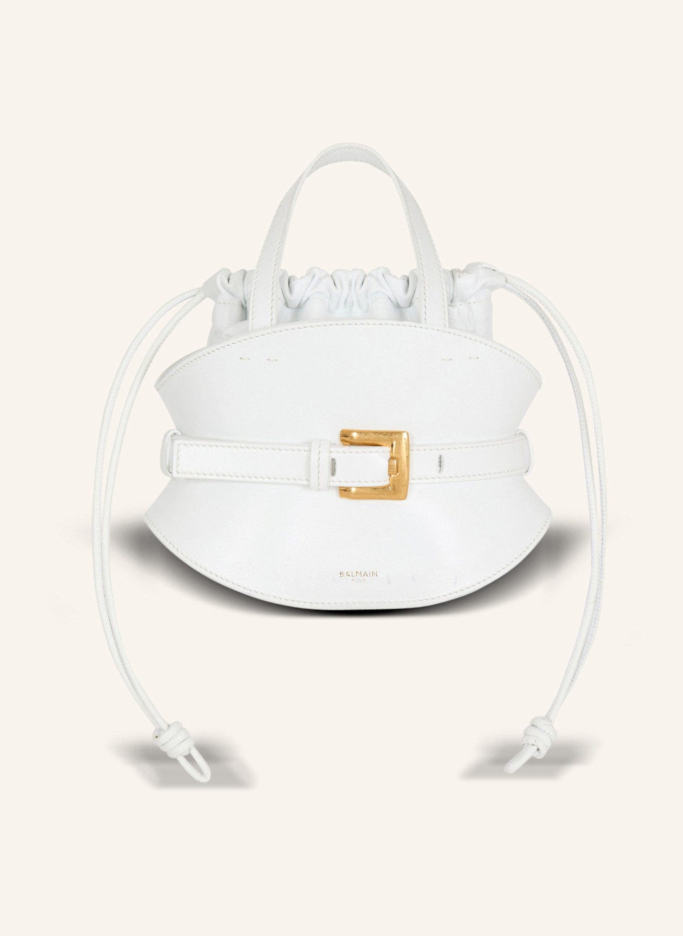 BALMAIN Mini-Tasche Shuffle aus Kalbsleder: WEISS