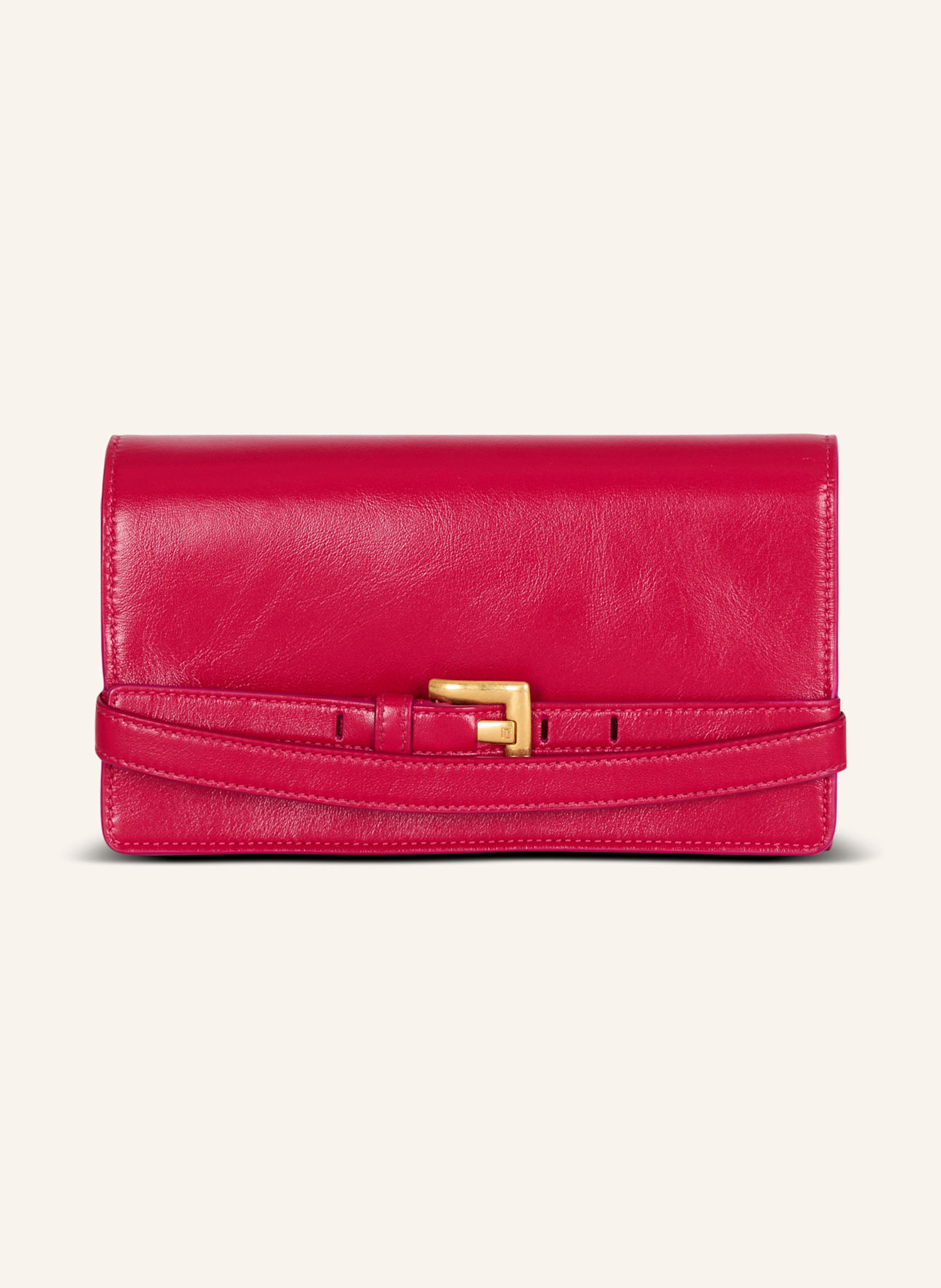 BALMAIN Brieftasche Shuffle mit Kette aus Kalbsleder: PINK