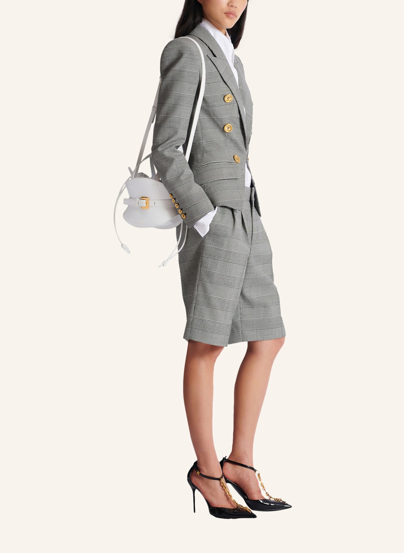 BALMAIN Mini-Tasche Shuffle aus Kalbsleder: WEISS