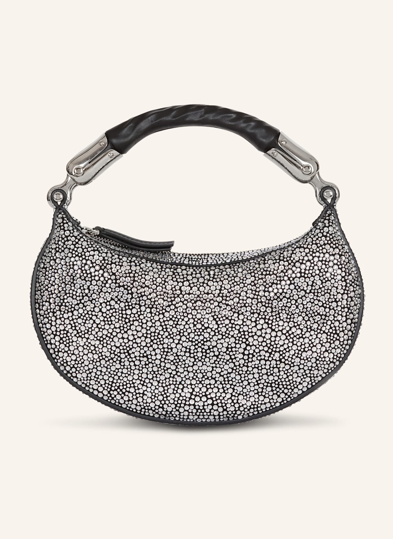 BALMAIN Mini-Tasche Ebene aus Wildleder und Kristallen: SILBER