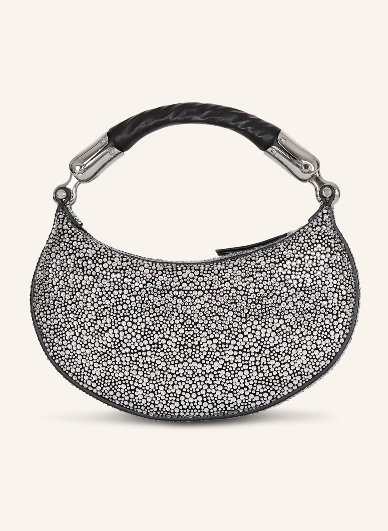 BALMAIN Mini-Tasche Ebene aus Wildleder und Kristallen: SILBER