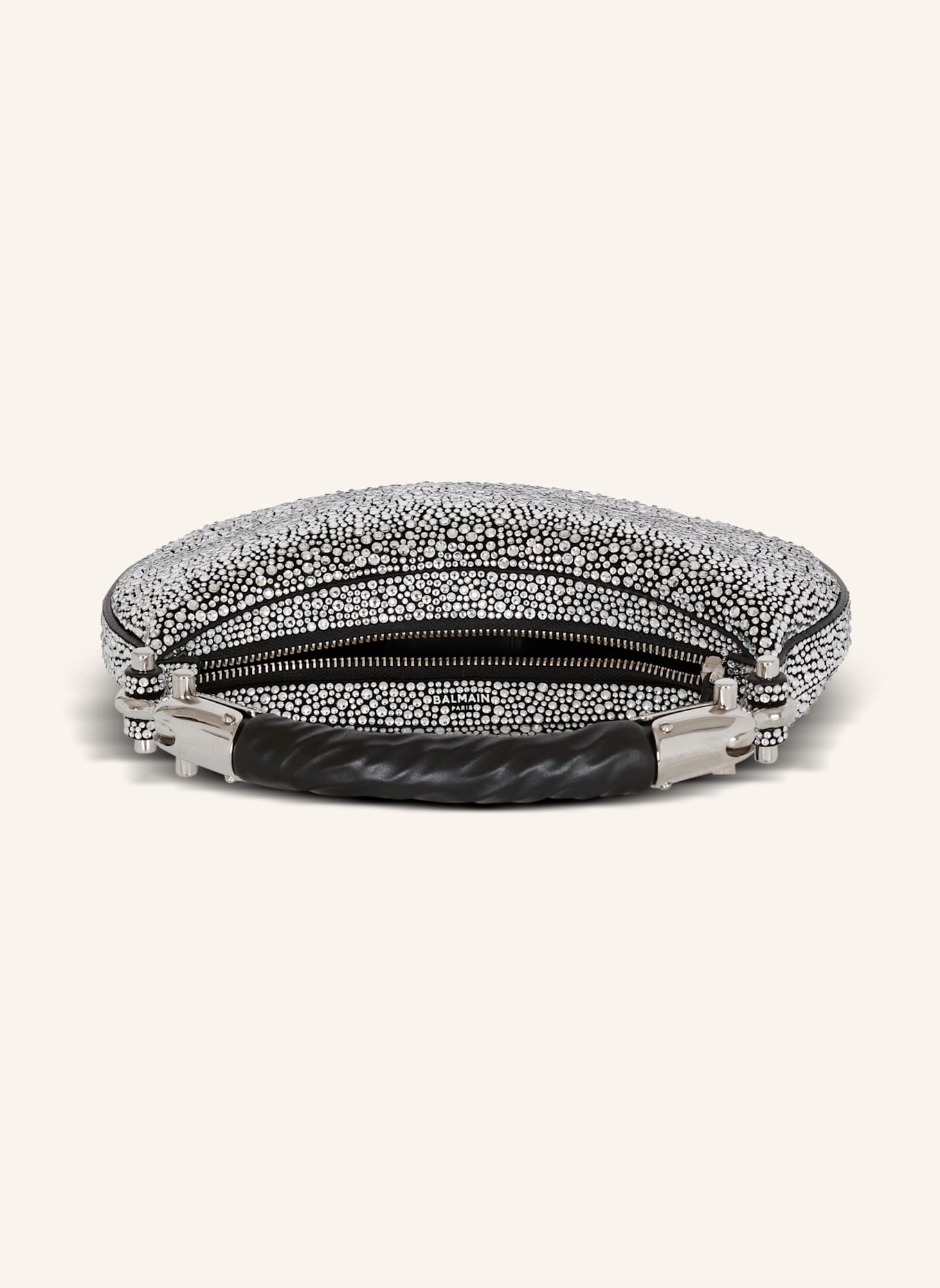 BALMAIN Mini-Tasche Ebene aus Wildleder und Kristallen: SILBER