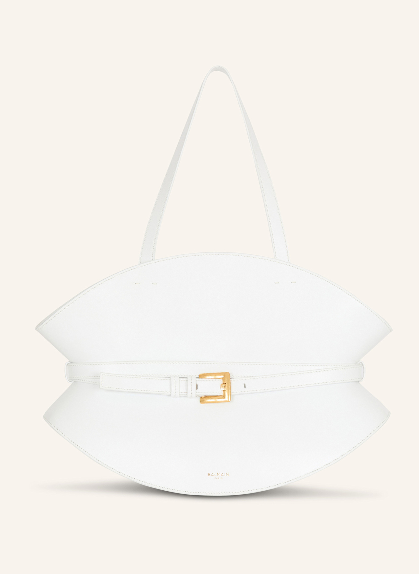 BALMAIN Mittelgroße Tasche Shuffle aus Kalbsleder: WEISS