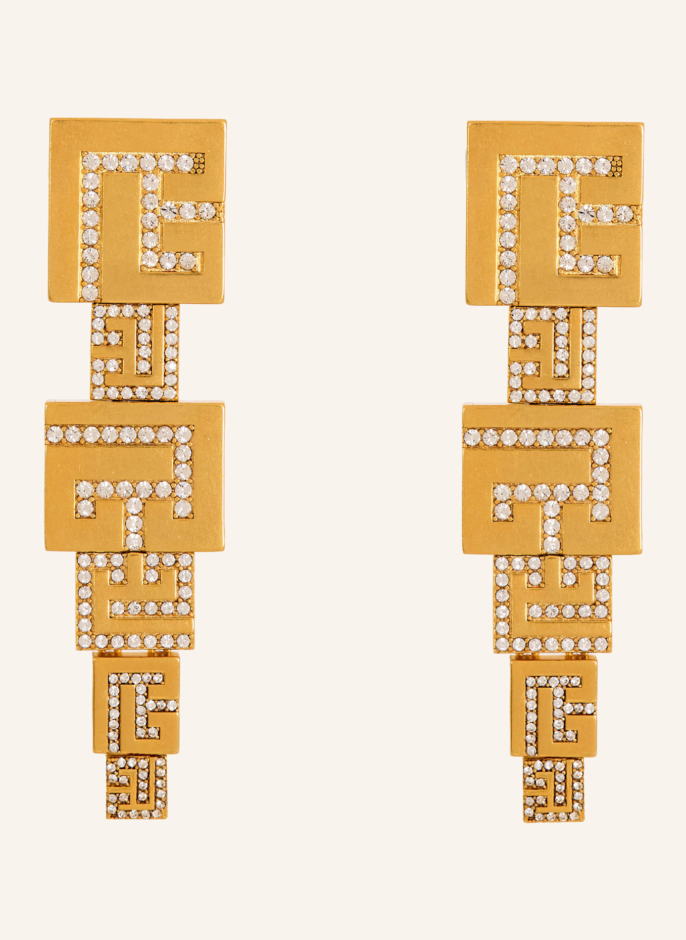 BALMAIN Ohrringe mit 3D-PB und Kristallen: GOLD