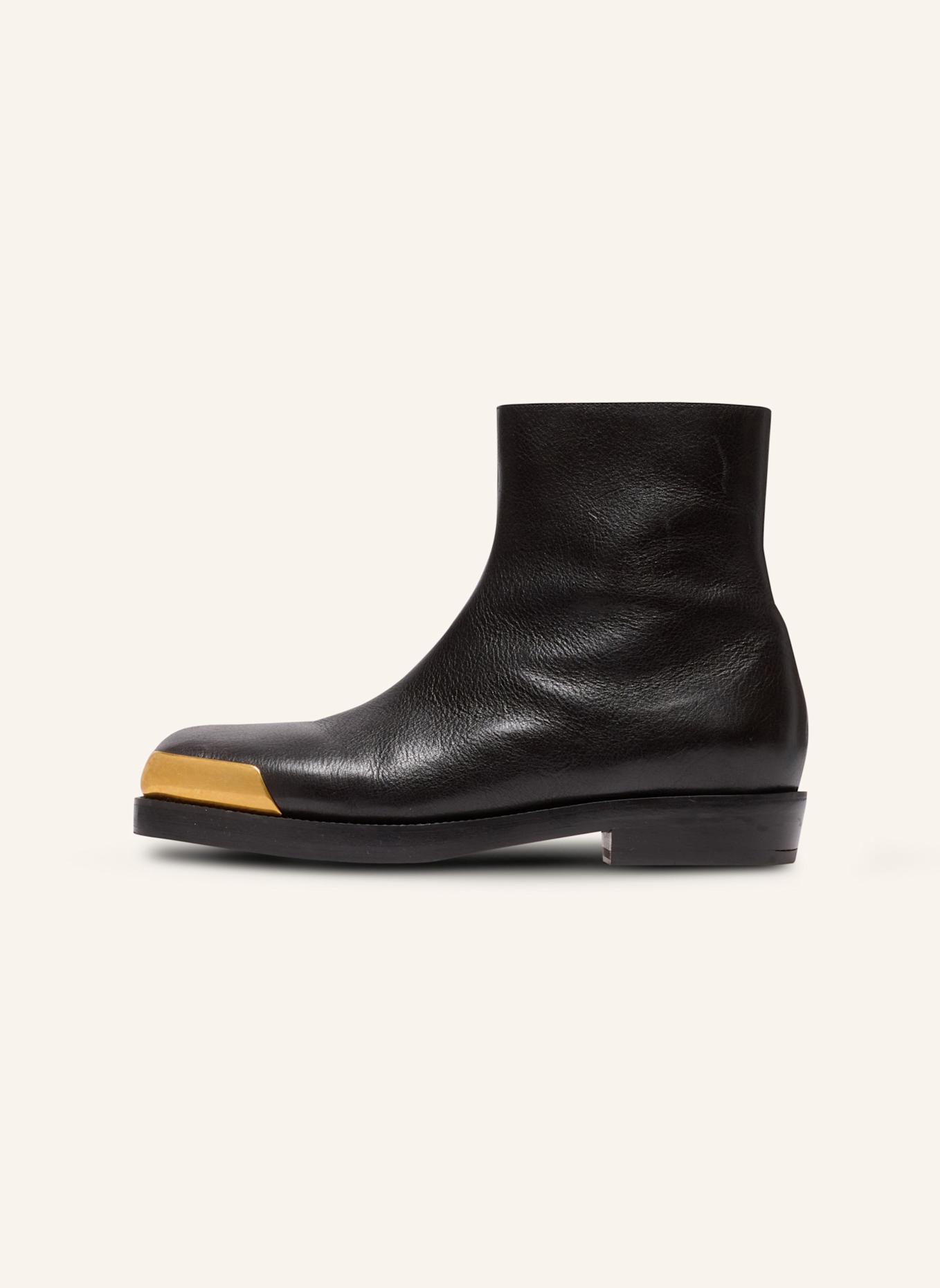 BALMAIN Stiefel mit eckiger Zehenpartie aus texturiertem Leder: SCHWARZ