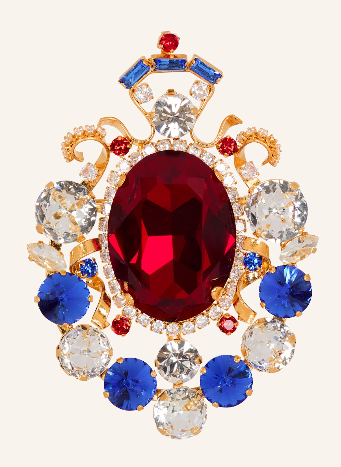 BALMAIN Brosche Gems mit Kristallen: ROT