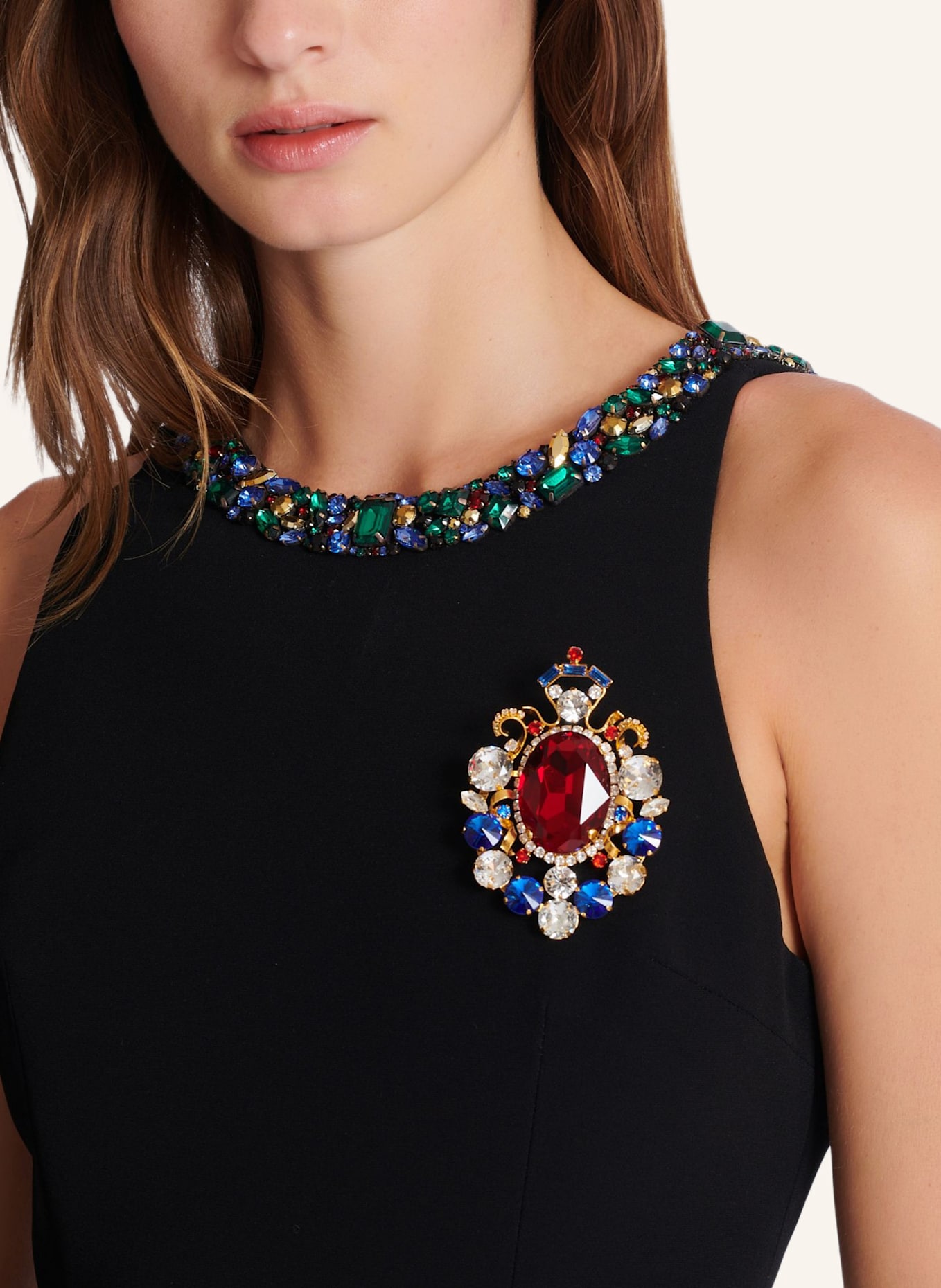 BALMAIN Brosche Gems mit Kristallen: ROT