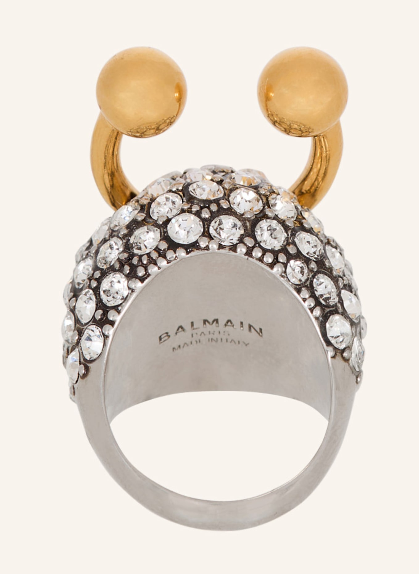 BALMAIN Piercing-Ring aus Messing und Strass: SILBER