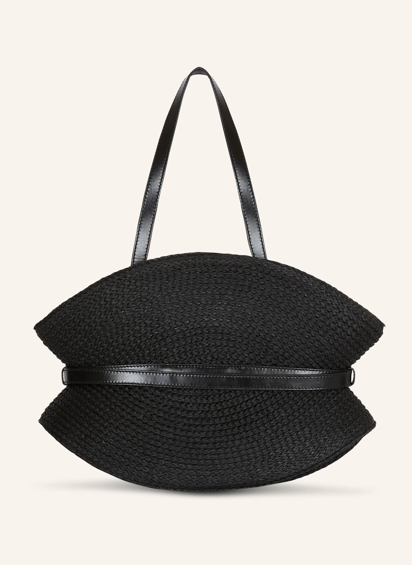 BALMAIN Mittelgroße Tasche Shuffle aus Bast und Kalbsleder: SCHWARZ