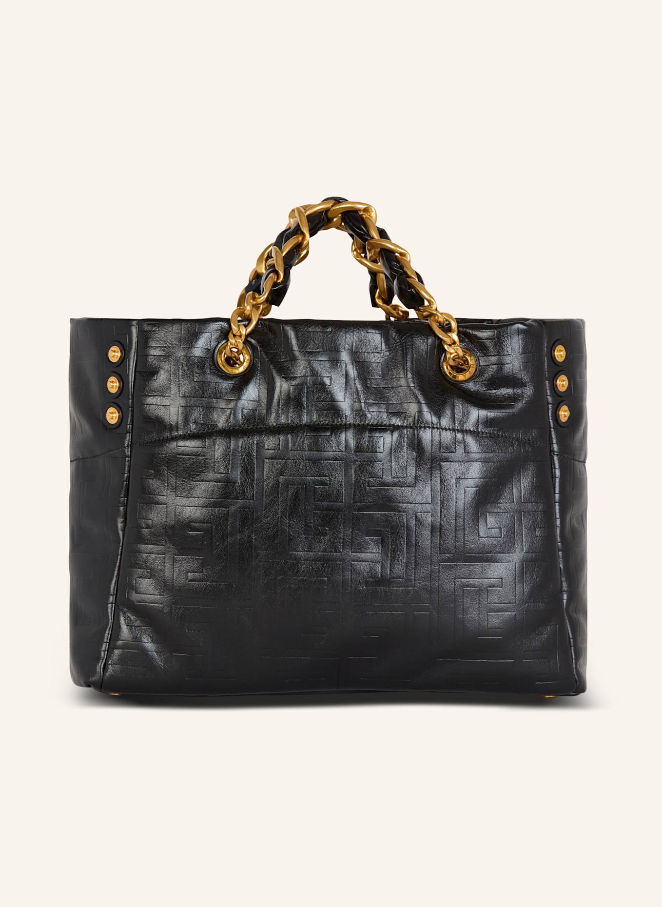 BALMAIN Shopper 1945 Soft aus Craquelé-Leder: SCHWARZ