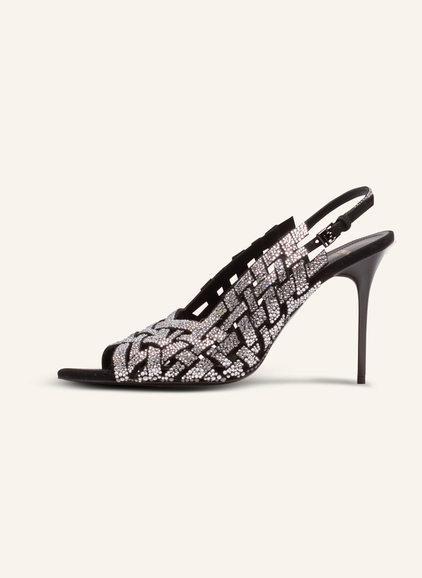 BALMAIN Sandalen mit Fransen aus Wildleder und Strass: SILBER