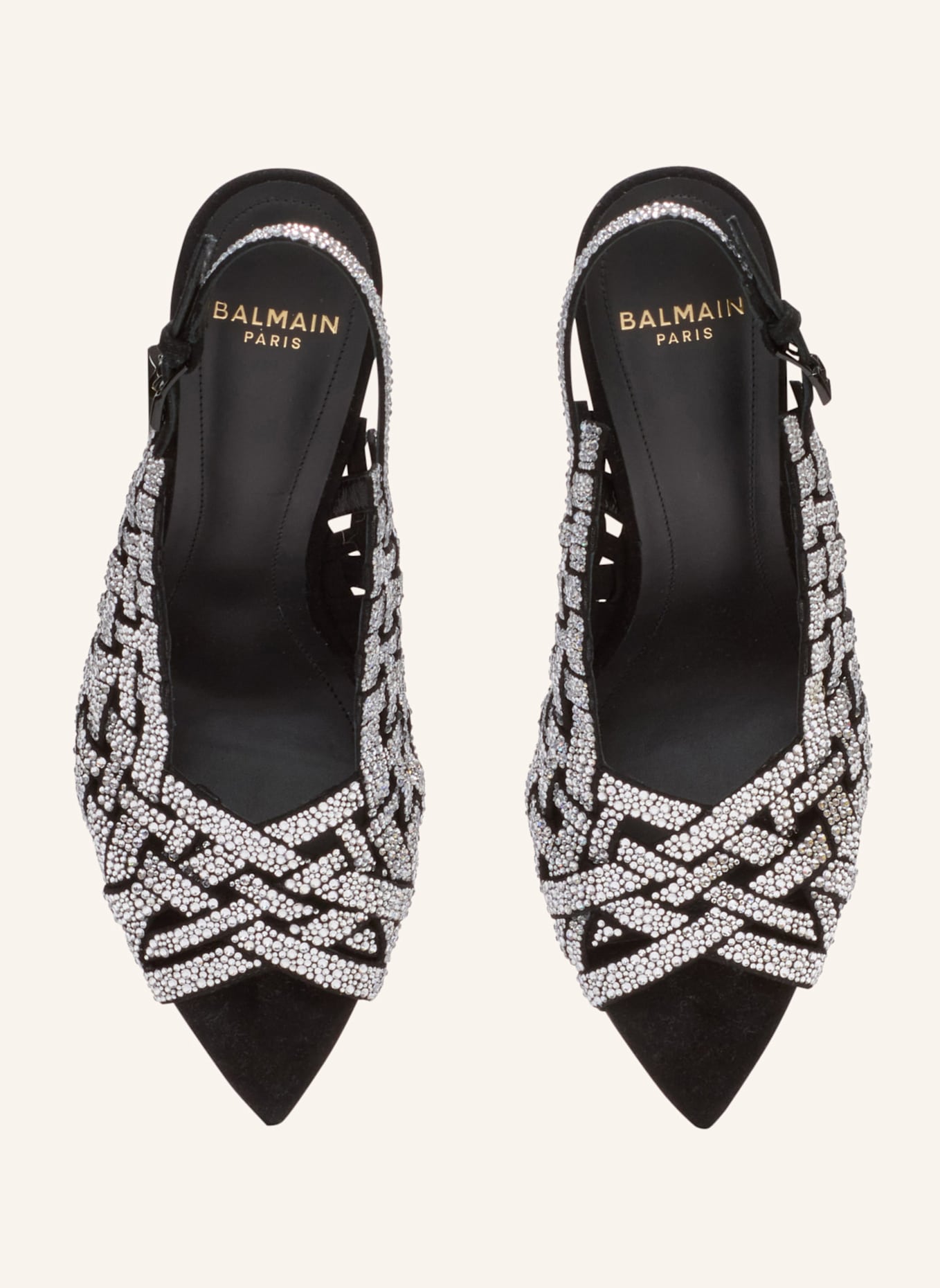 BALMAIN Sandalen mit Fransen aus Wildleder und Strass: SILBER