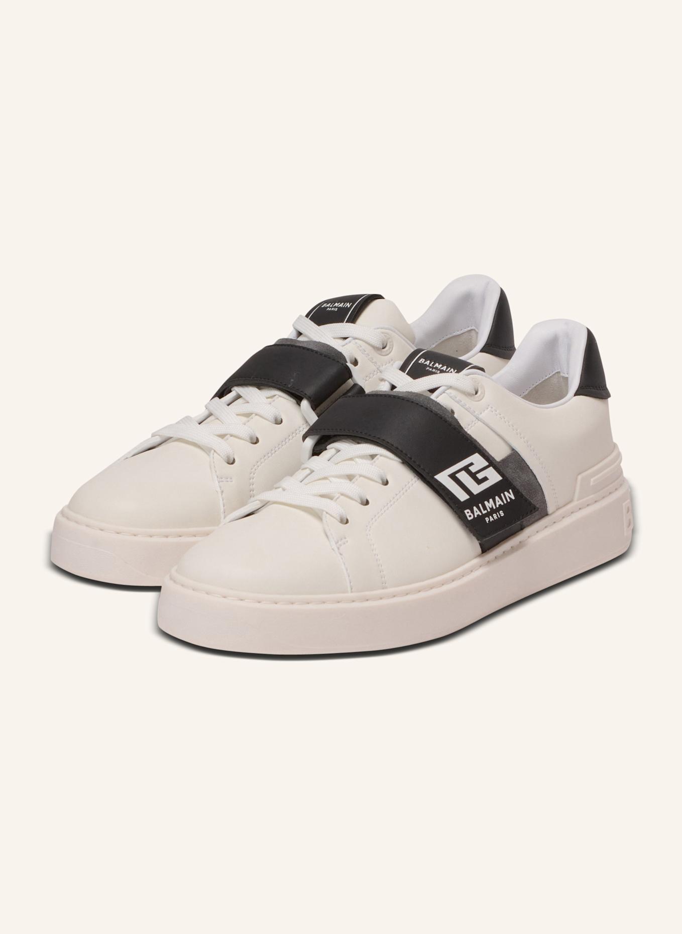 BALMAIN Sneakers B-Court aus Kalbsleder mit PB-Logo auf der Zunge: WEISS