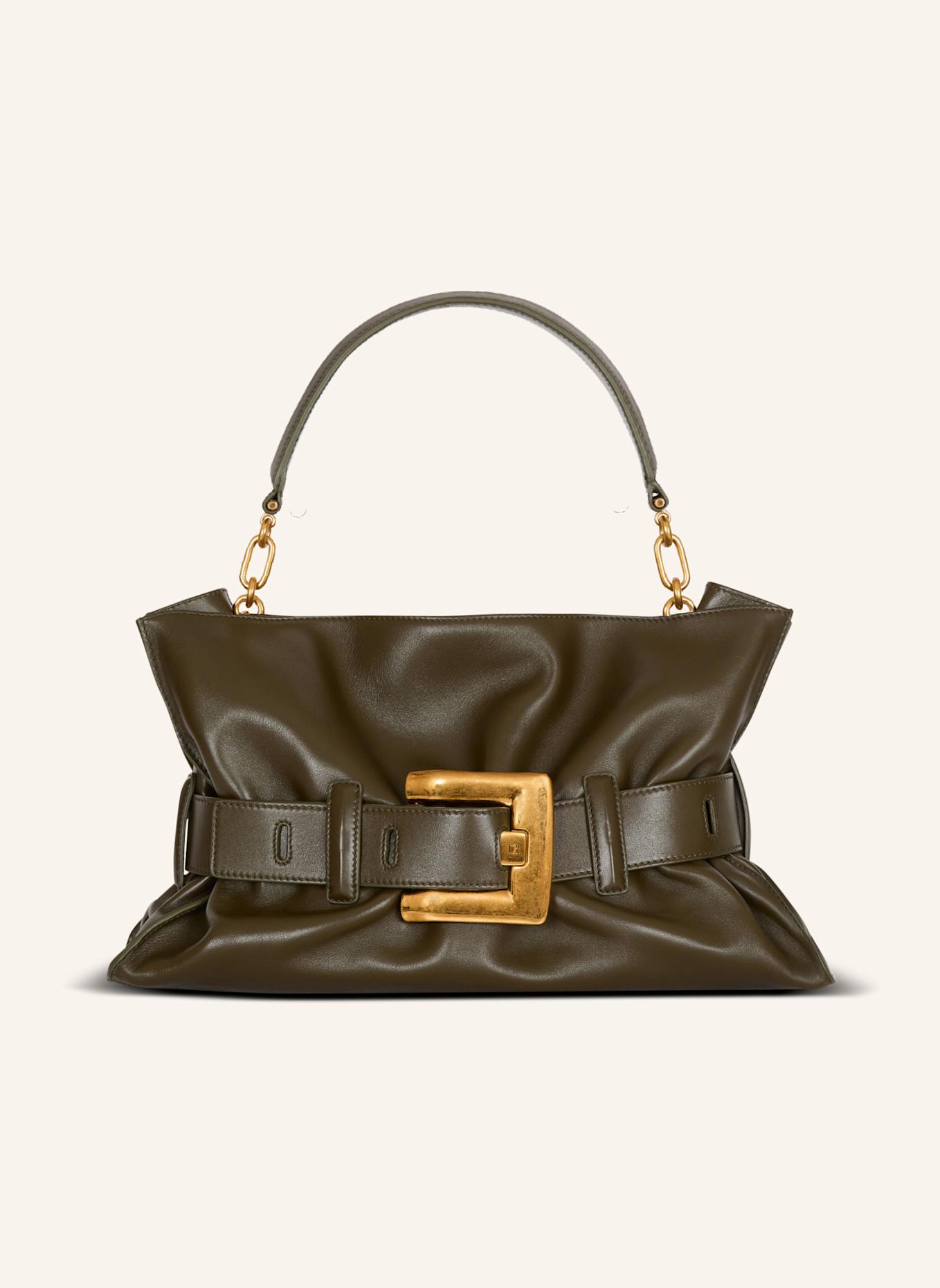 BALMAIN Mittelgroße Tasche Anthem aus Kalbsleder: KHAKI