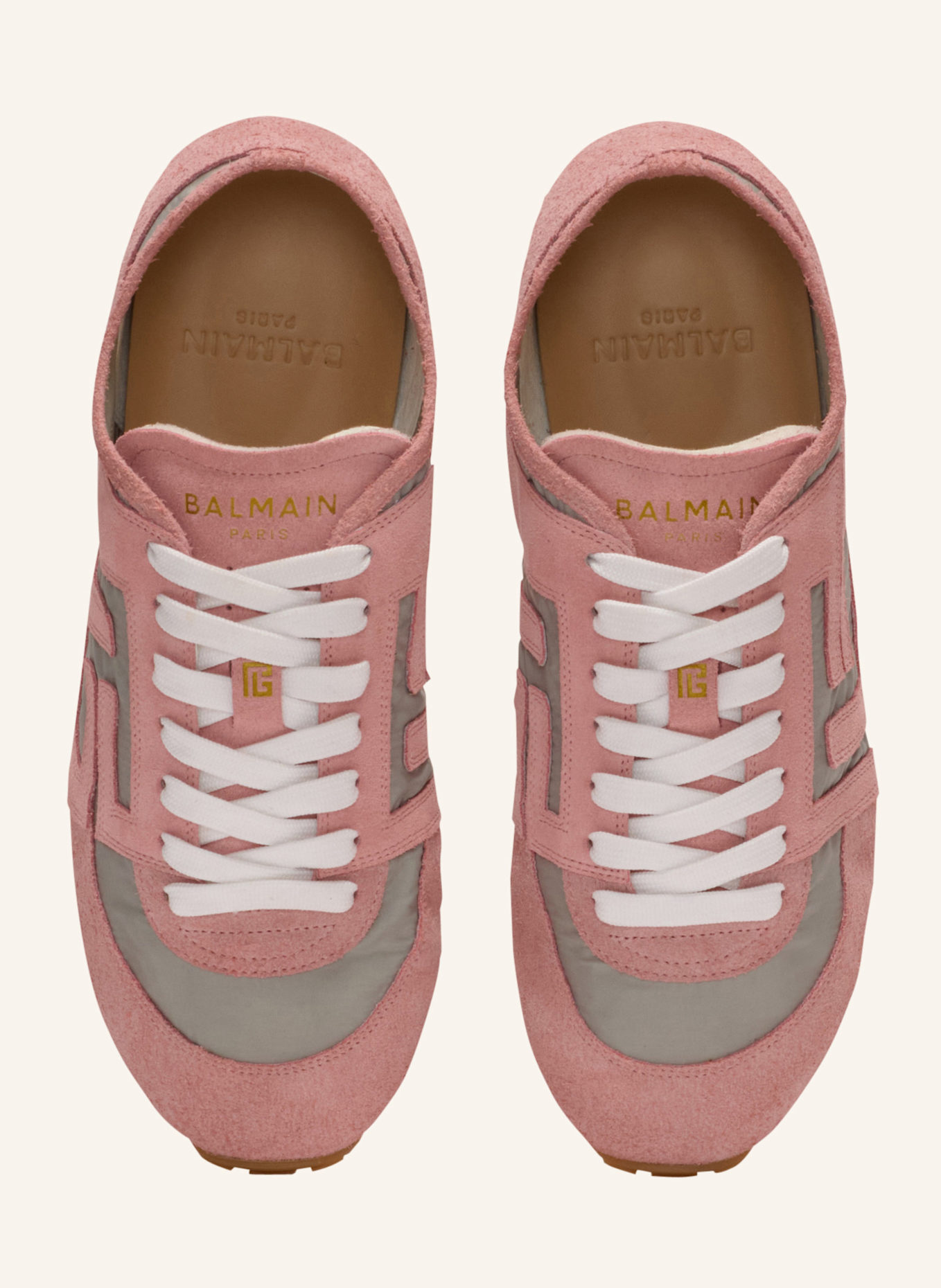 BALMAIN Sneakers Racer 45 aus Wildleder und Nylon: PINK