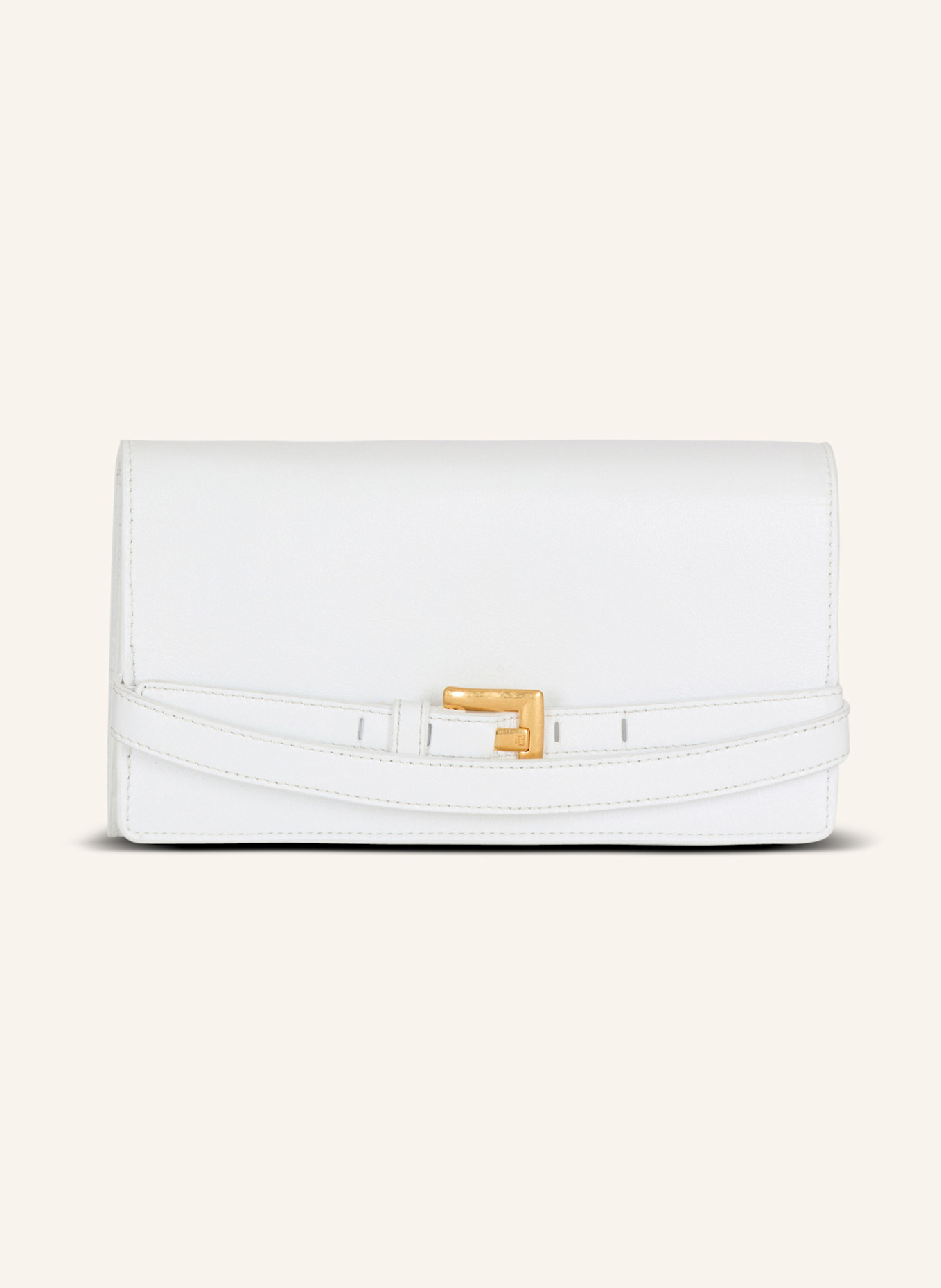 BALMAIN Brieftasche Shuffle mit Kette aus Kalbsleder: WEISS