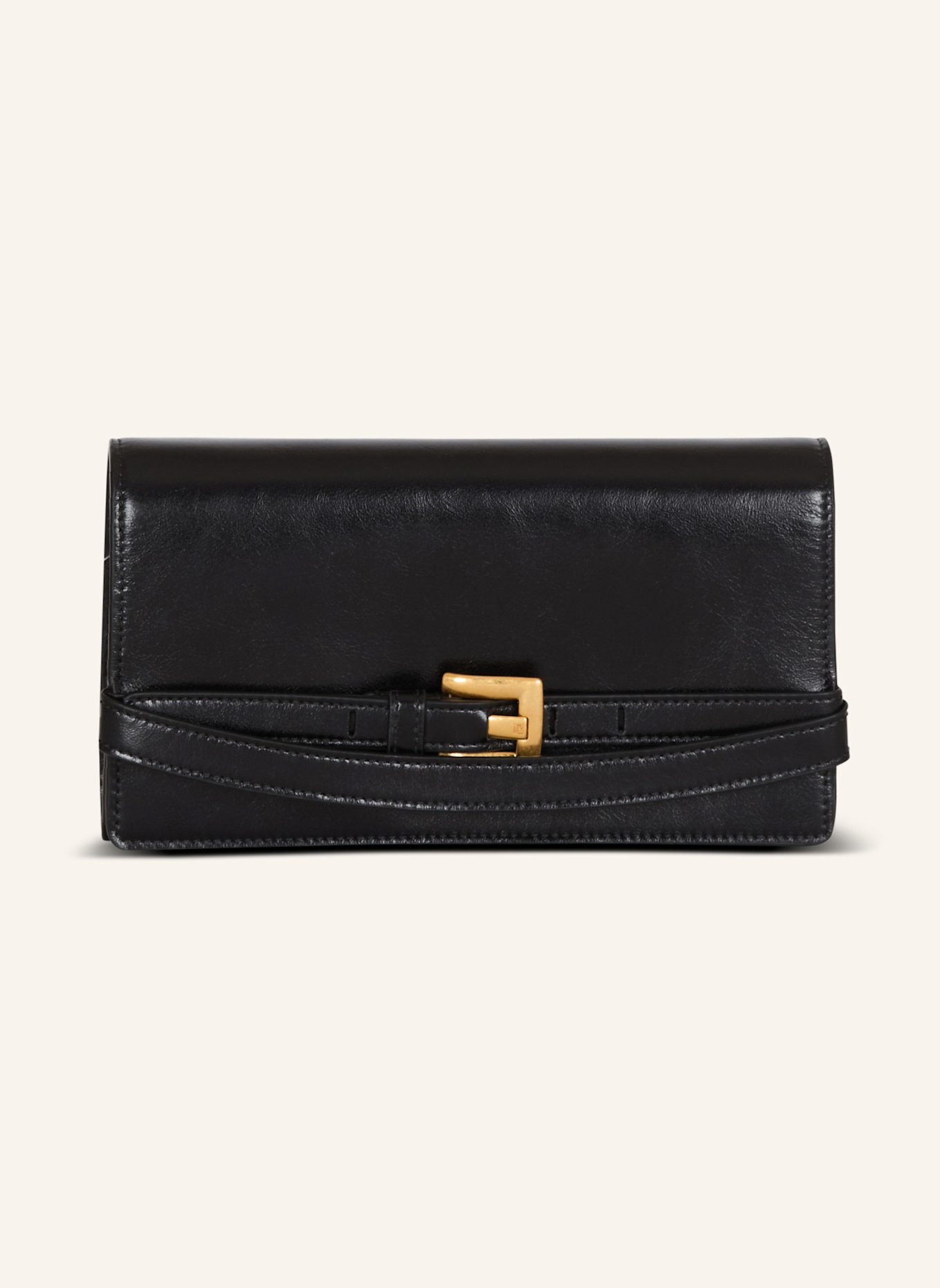 BALMAIN Brieftasche Shuffle mit Kette aus Kalbsleder: SCHWARZ
