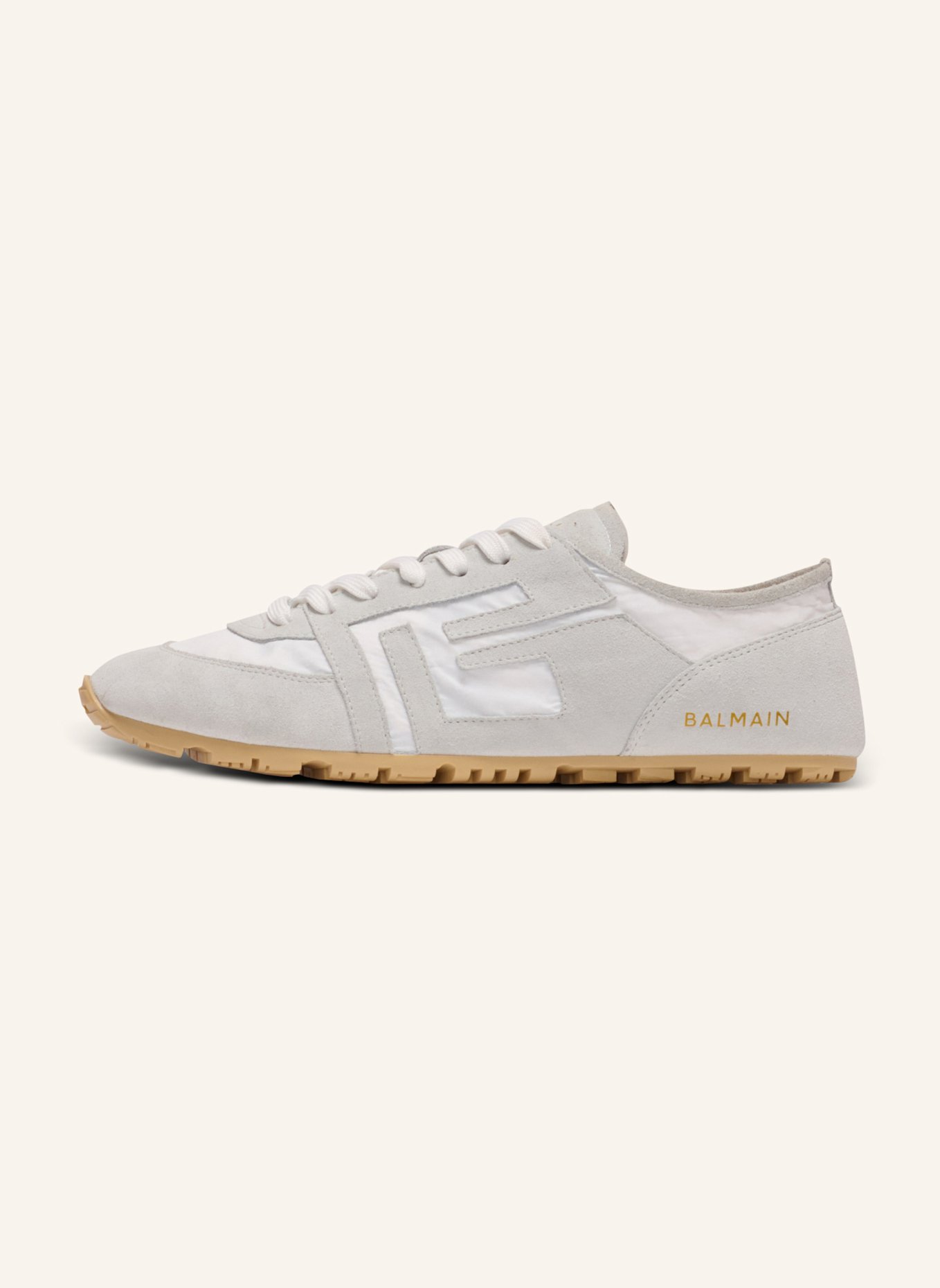 BALMAIN Sneakers Racer 45 aus Wildleder und Lammleder: WEISS