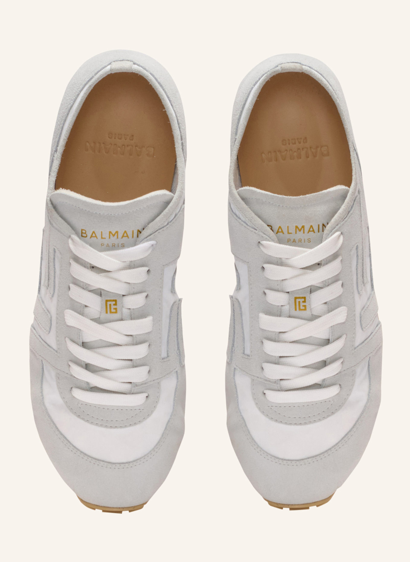 BALMAIN Sneakers Racer 45 aus Wildleder und Lammleder: WEISS