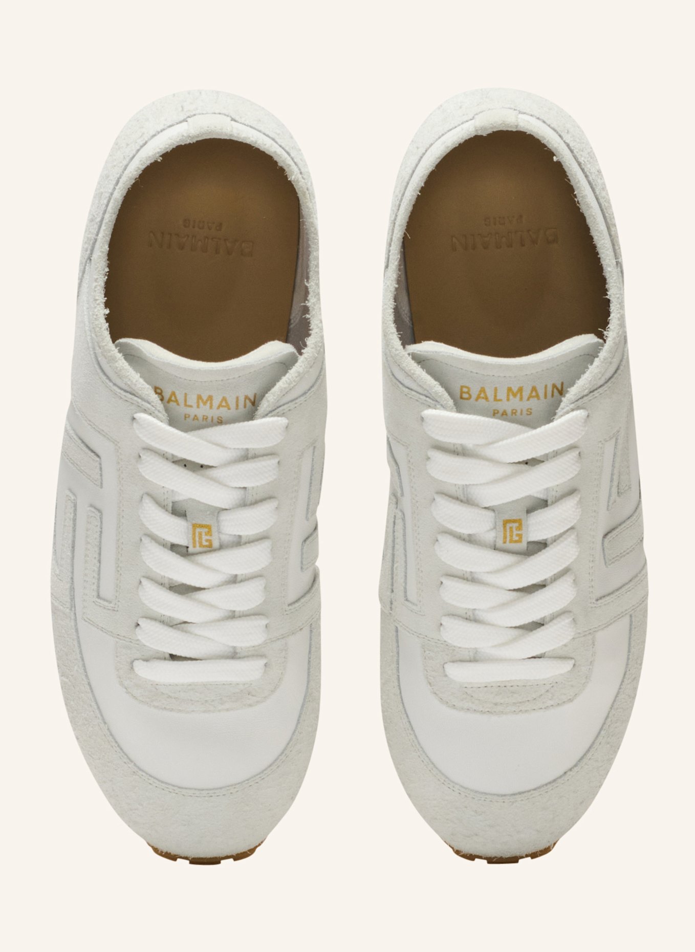 BALMAIN Sneakers Racer 45 aus Wildleder und Lammleder: WEISS