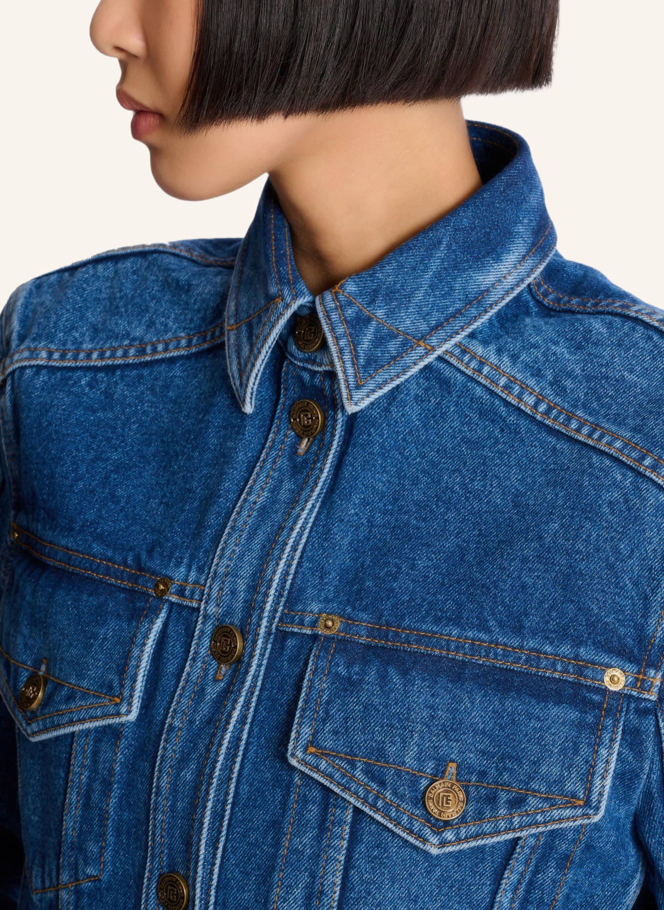 BALMAIN Kurze Jeansjacke: BLAU