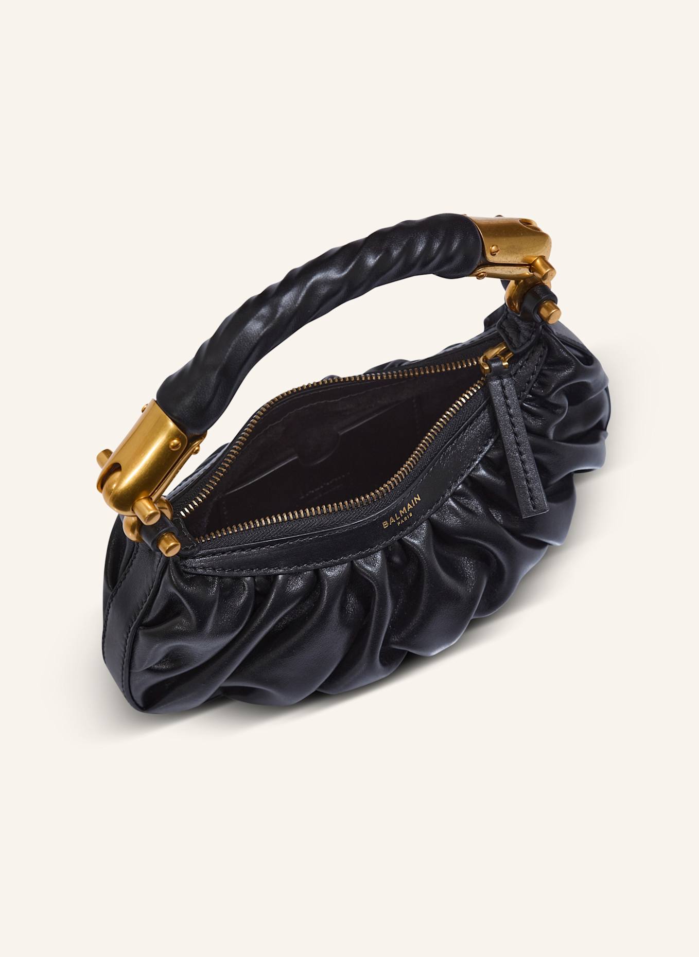 BALMAIN Mini-Tasche Ebene aus Kalbsleder: SCHWARZ