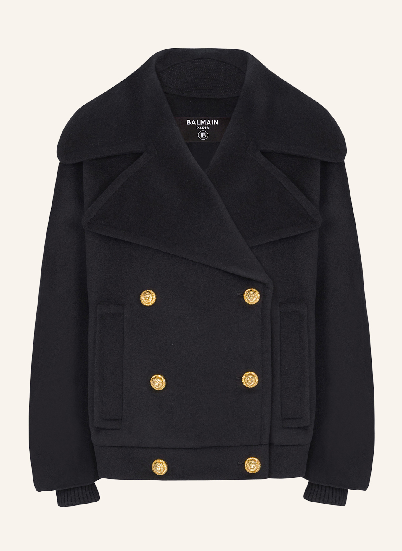 BALMAIN Kurzmantel mit vier Knöpfen aus Wolle: SCHWARZ