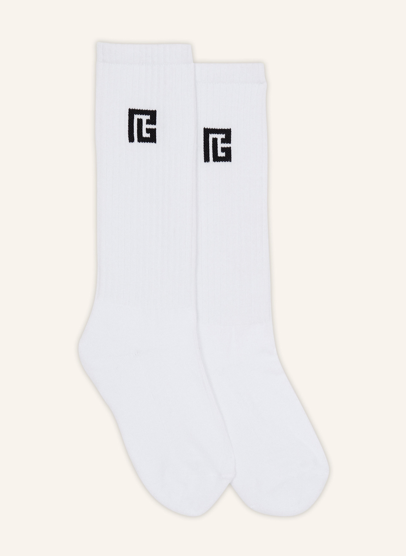 BALMAIN Hohe Socken mit PB-Print: WEISS