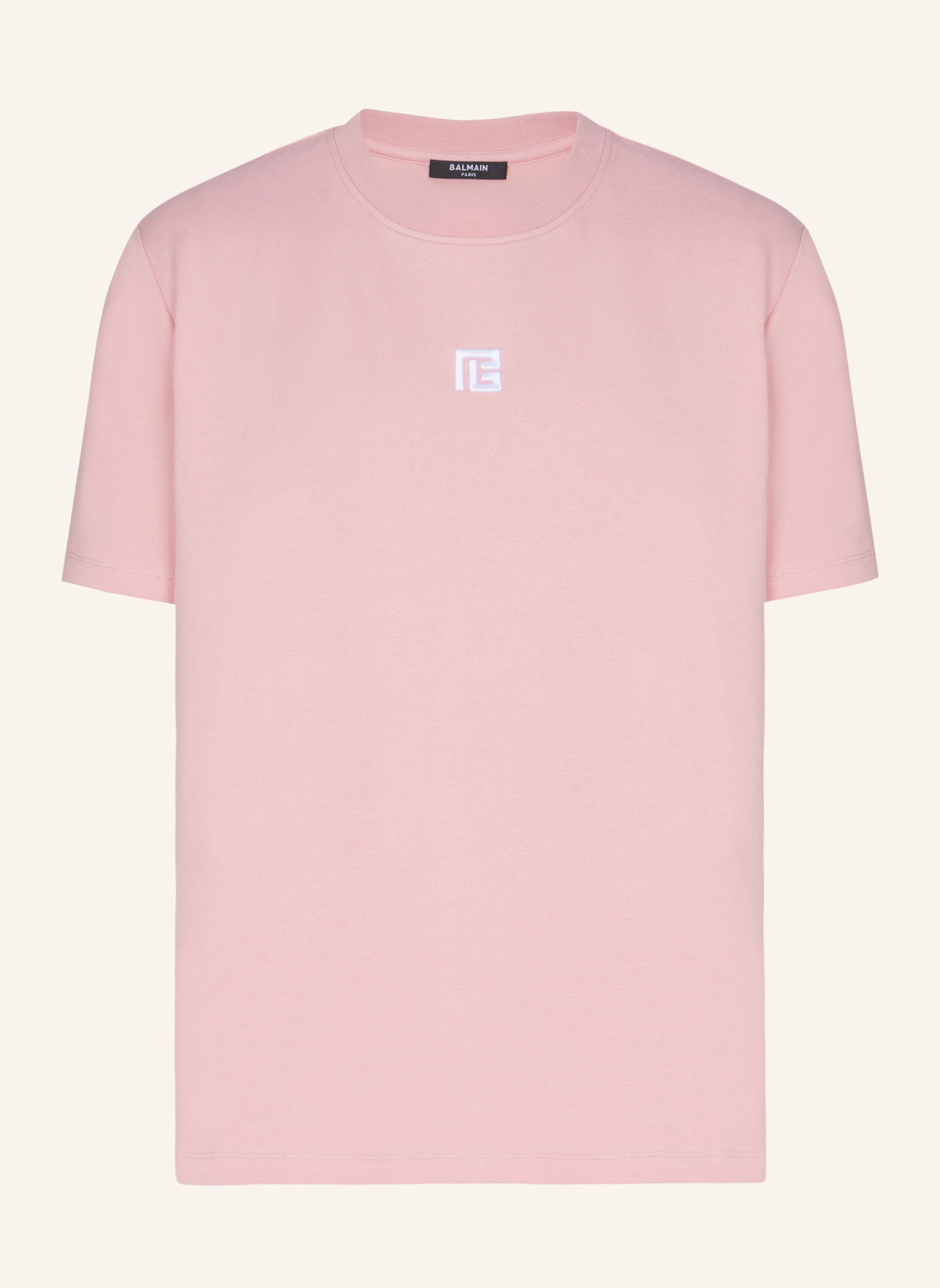 BALMAIN T-Shirt mit aufgesticktem Logo: ROSA