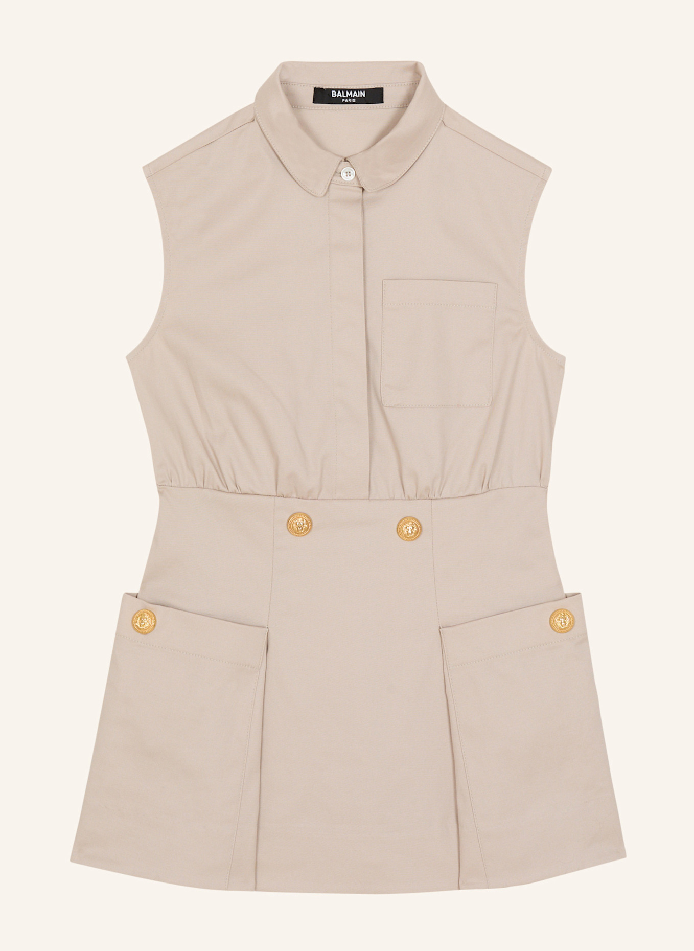 BALMAIN Ausgestelltes Kleid mit Knöpfen: KHAKI