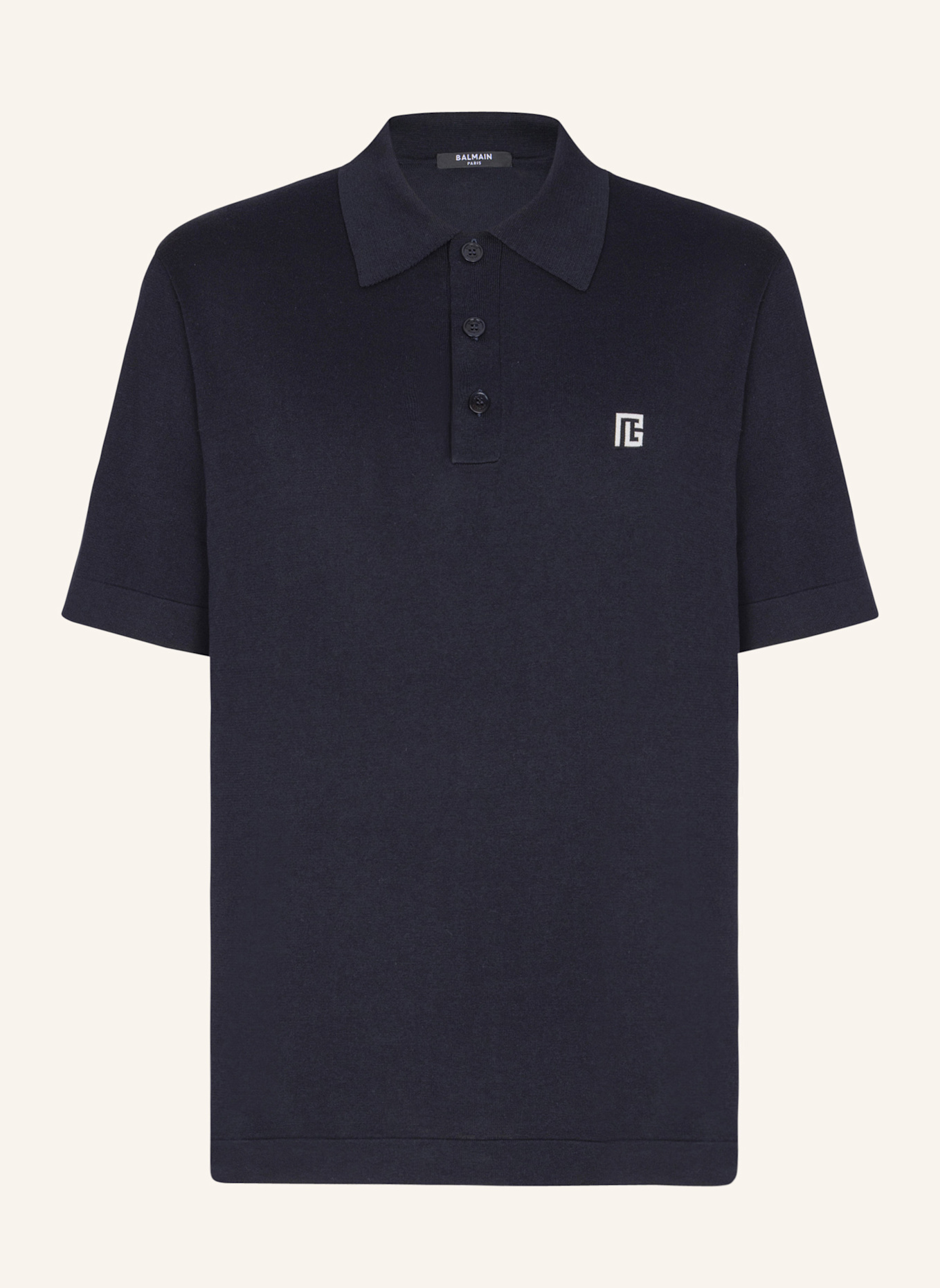 BALMAIN Besticktes Poloshirt aus Baumwolle: BLAU