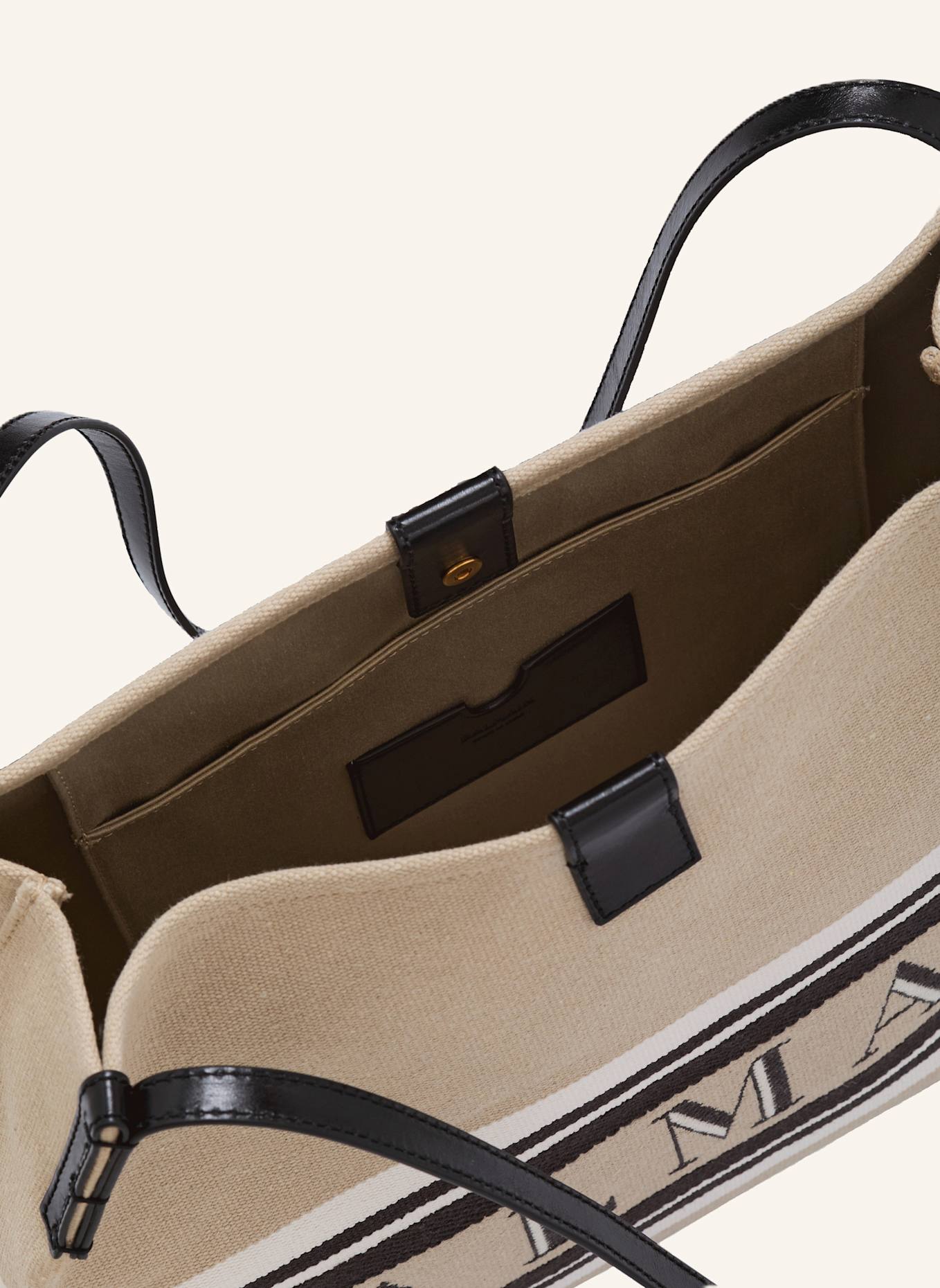 BALMAIN Mittelgroßer Shopper Release aus Canvas und Kalbsleder: KHAKI