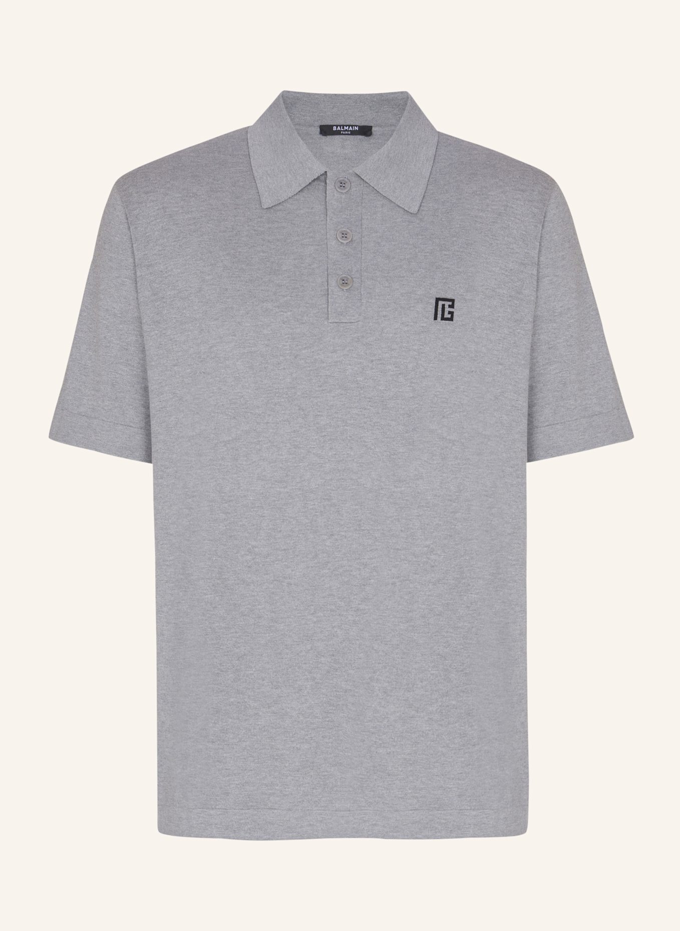 BALMAIN Besticktes Poloshirt aus Baumwolle: GRAU