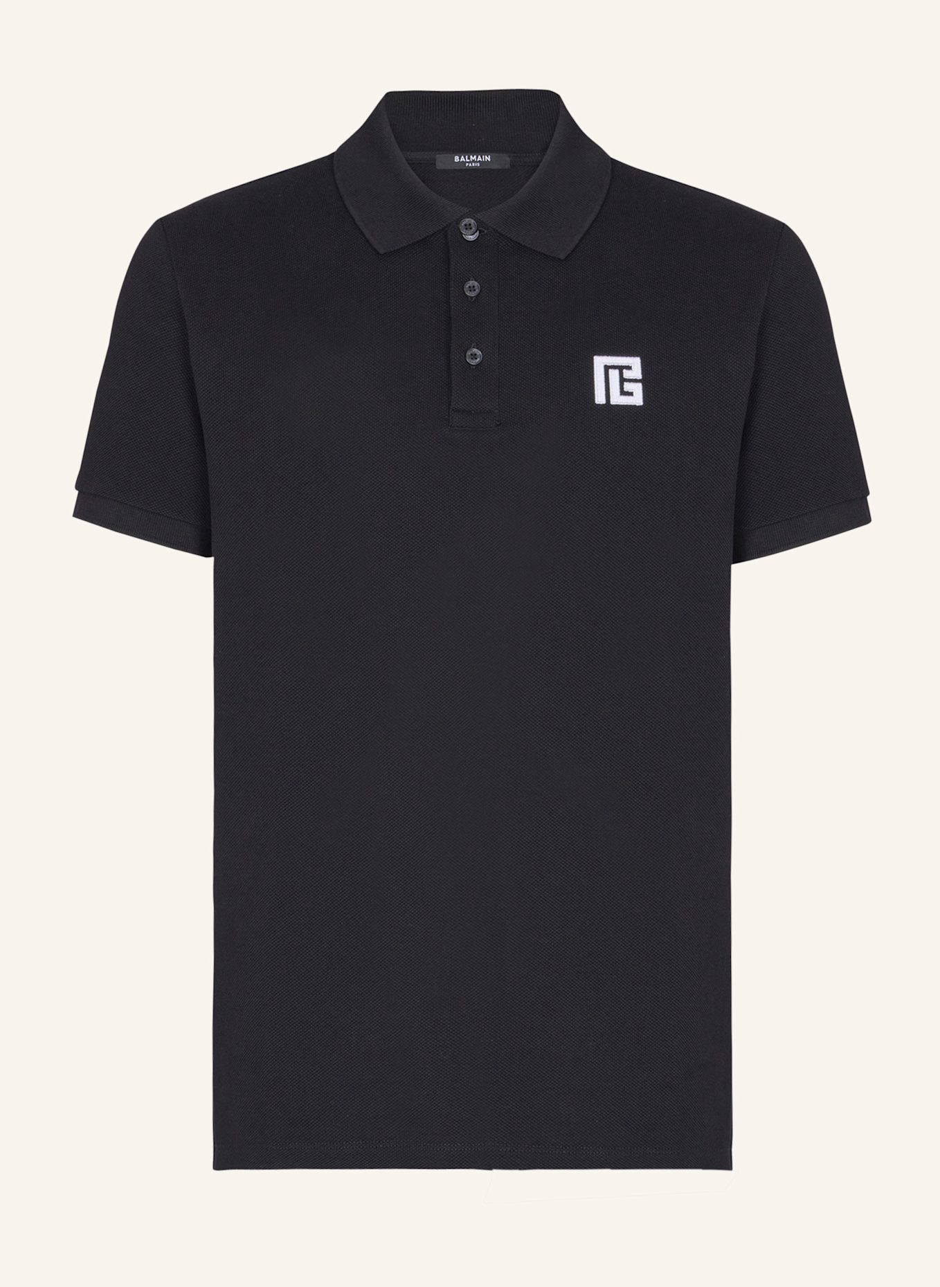 BALMAIN Besticktes Poloshirt aus Baumwolle: SCHWARZ