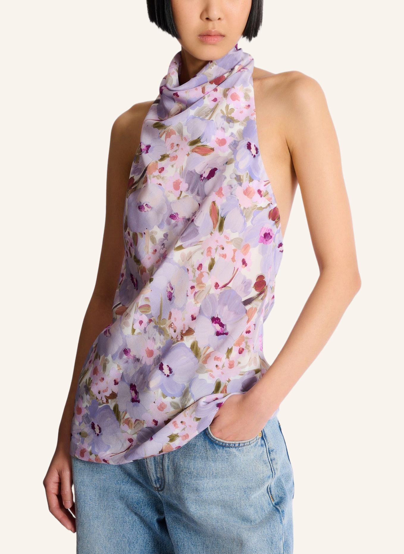 BALMAIN Ärmelloses Top mit Poppi-Flower-Print: NUDE