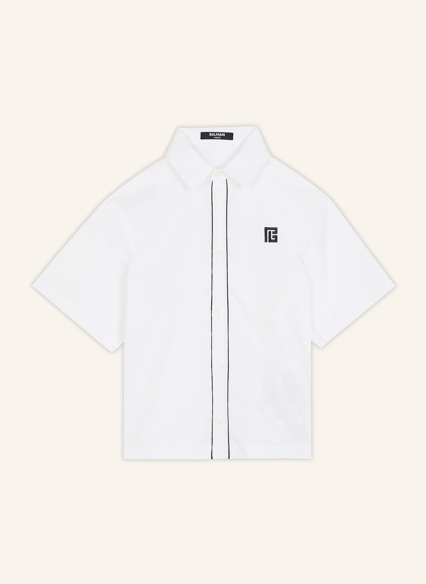 BALMAIN Hemd mit PB-Logo: WEISS
