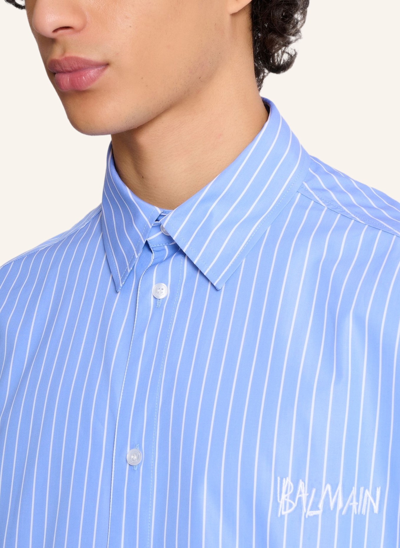 BALMAIN Lässiges, gestreiftes Hemd: BLAU