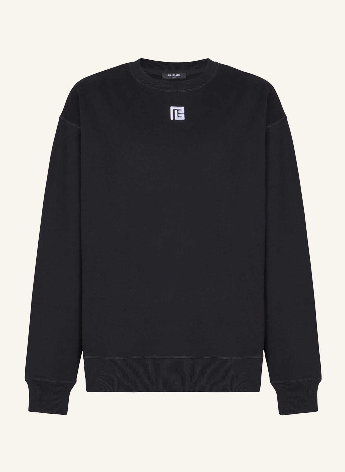 BALMAIN Sweatshirt aus Baumwolle mit PB-Stickerei: SCHWARZ