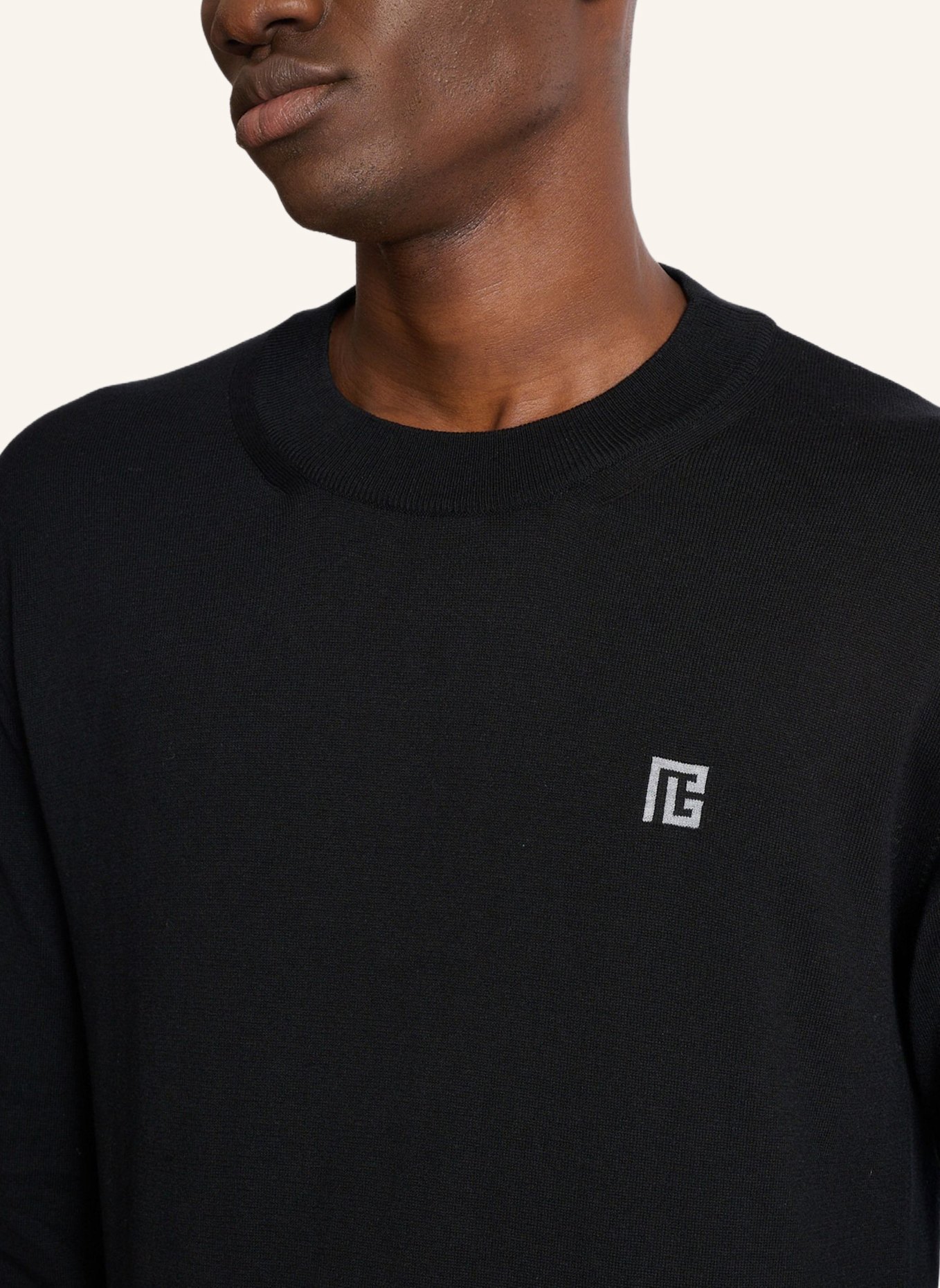 BALMAIN Feiner Pullover aus Baumwolle und Seide: SCHWARZ