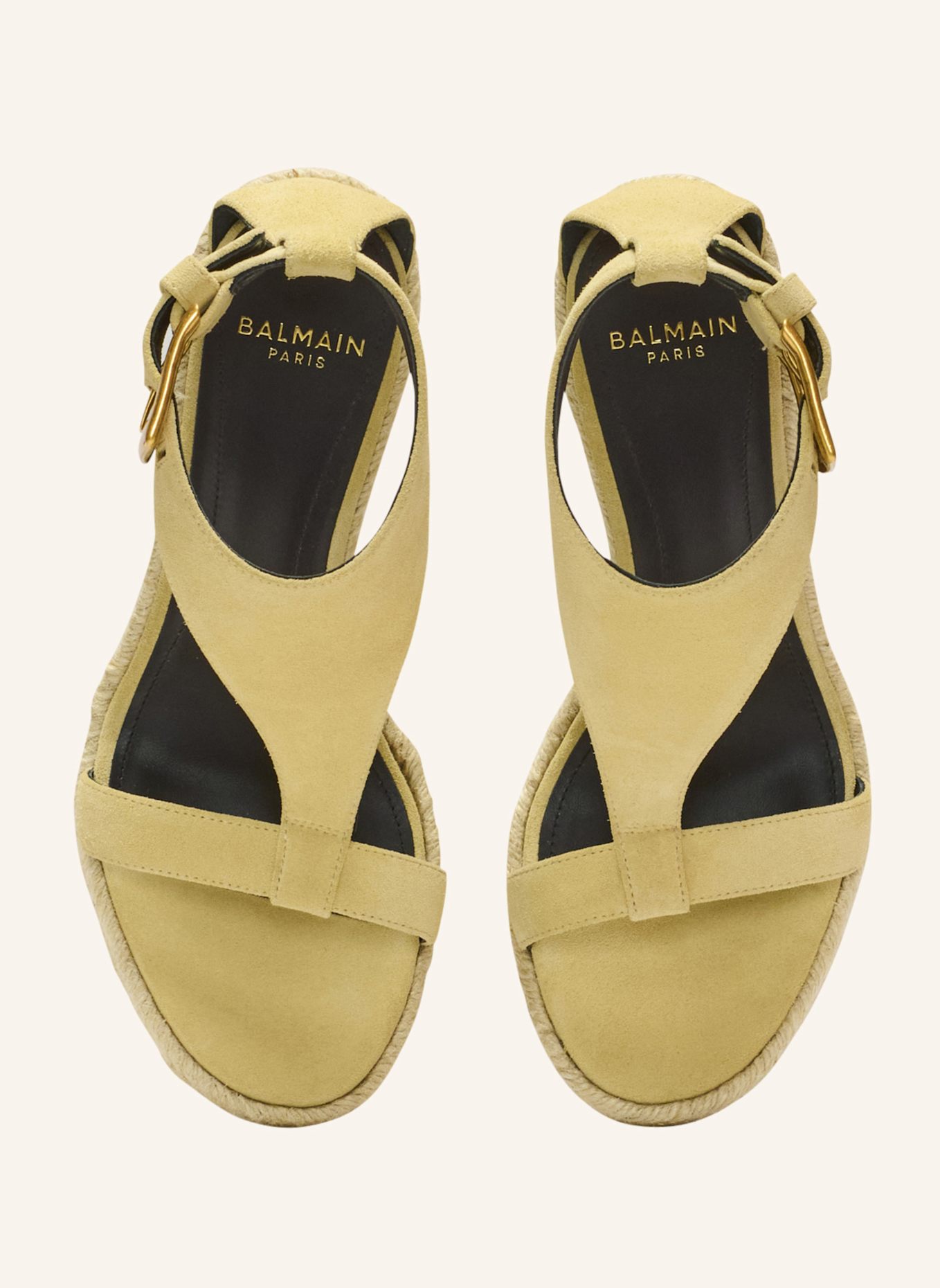 BALMAIN Espadrilles Anthem mit Keilabsatz aus Wildleder: KHAKI