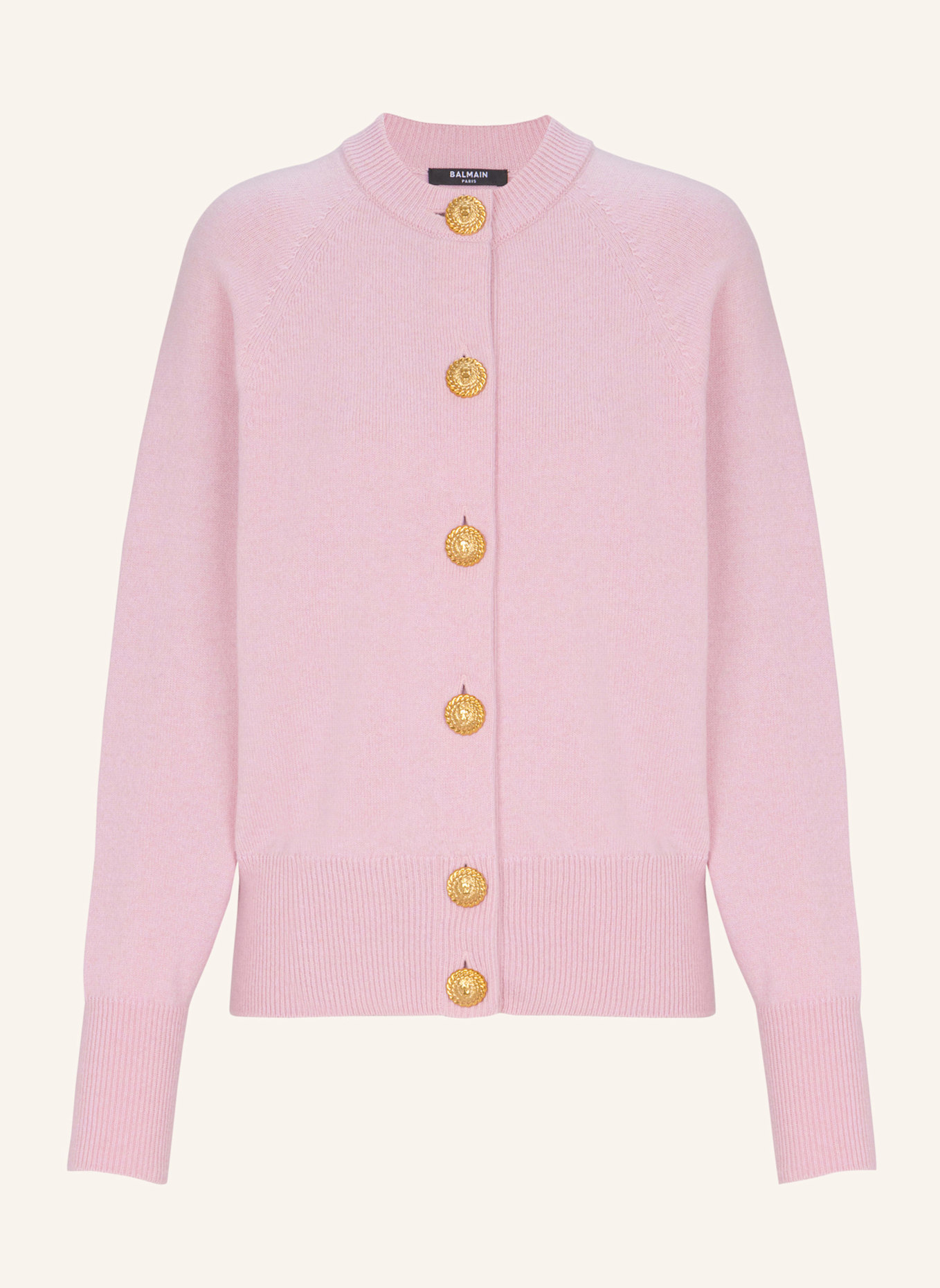 BALMAIN Geknöpfter Cardigan aus Bio-Kaschmir: ROSA