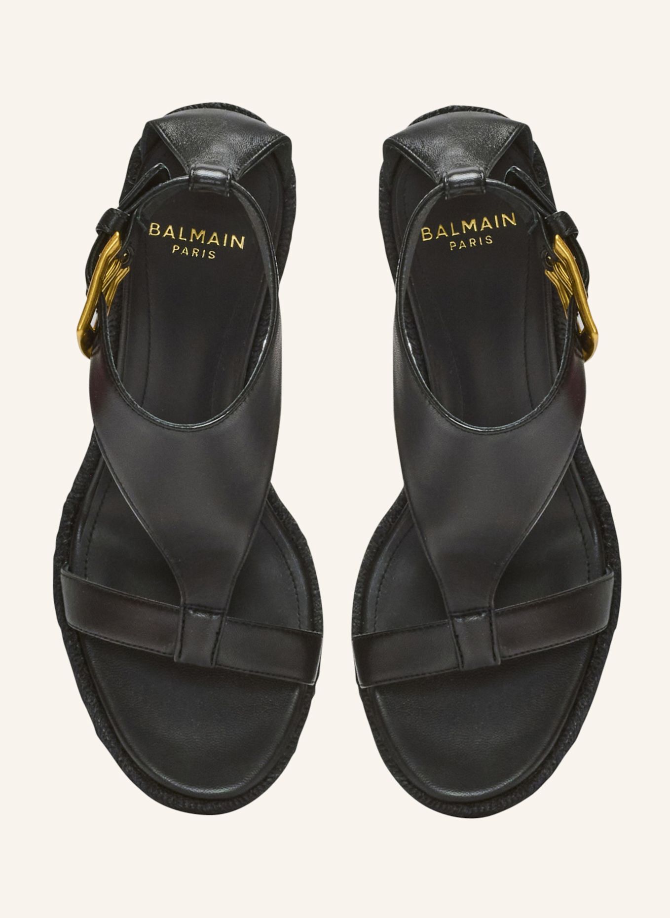 BALMAIN Espadrilles Anthem mit Keilabsatz als Lammleder: SCHWARZ