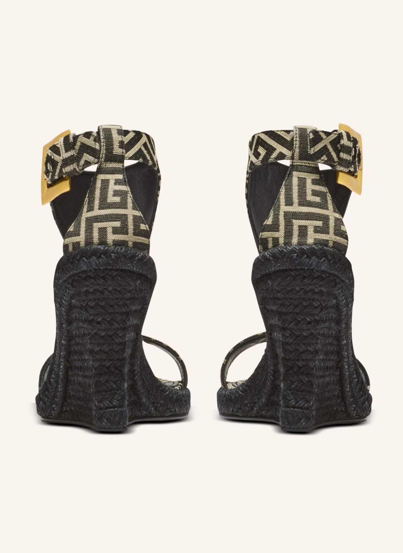 BALMAIN Espadrilles Anthem mit Keilabsatz aus Monogramm-Jacquard: SCHWARZ