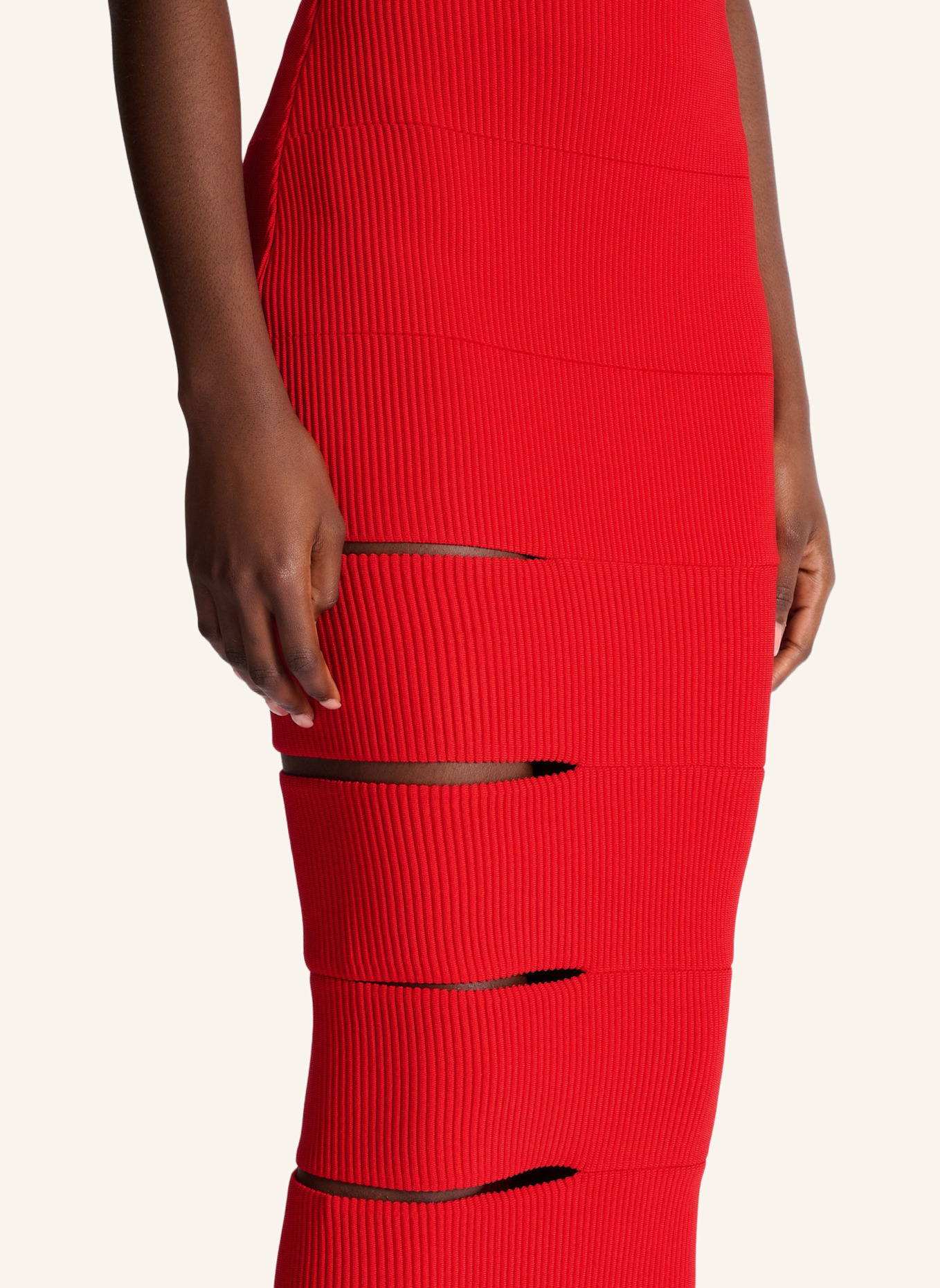BALMAIN Langer Rock mit Ausschnitten: ROT