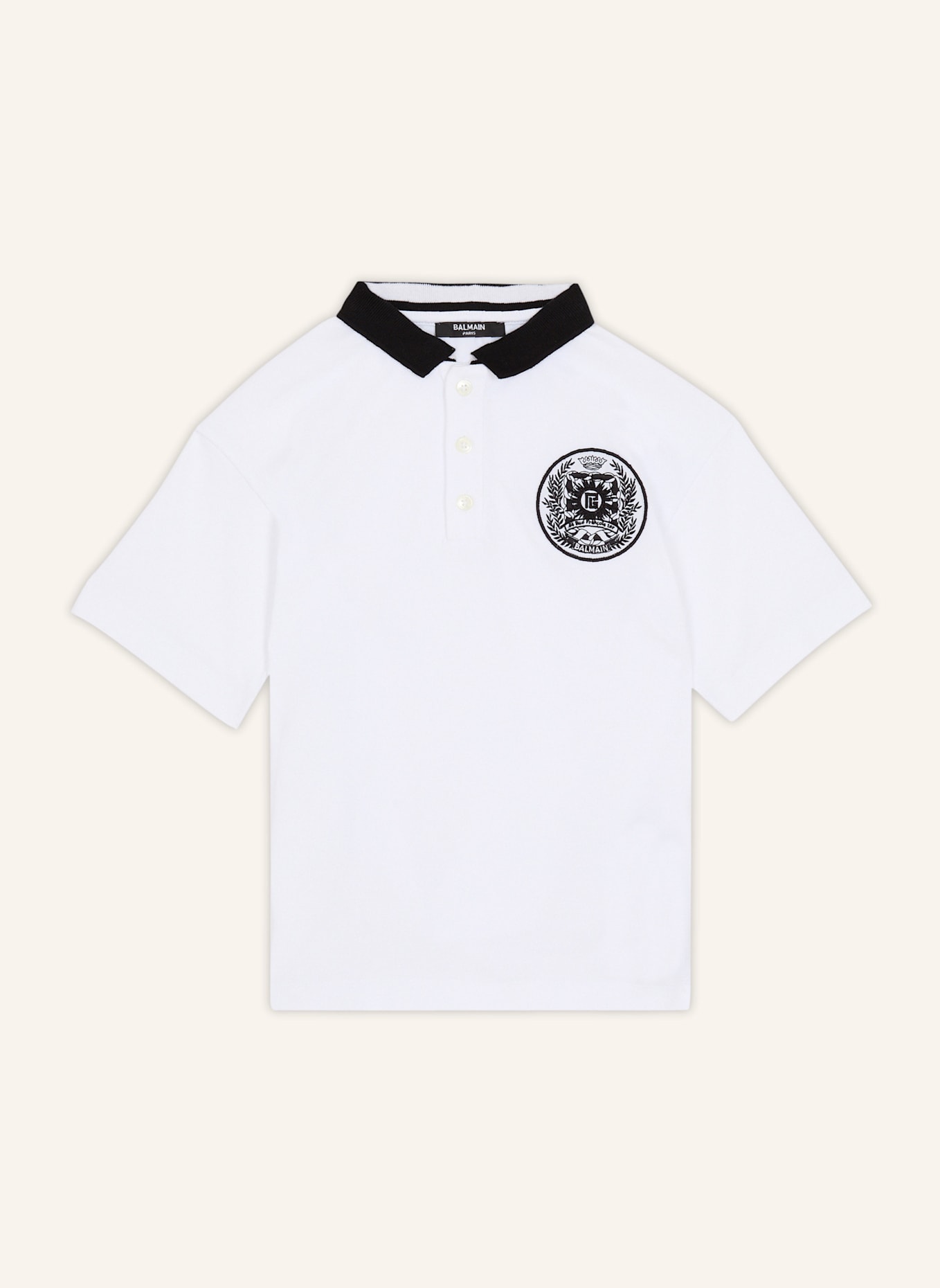 BALMAIN Poloshirt mit Écusson-Print: WEISS