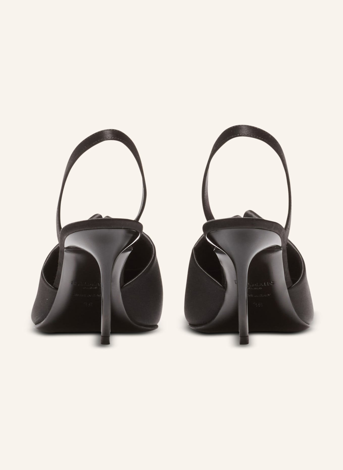 BALMAIN Pumps aus Satin mit Piercing: SCHWARZ